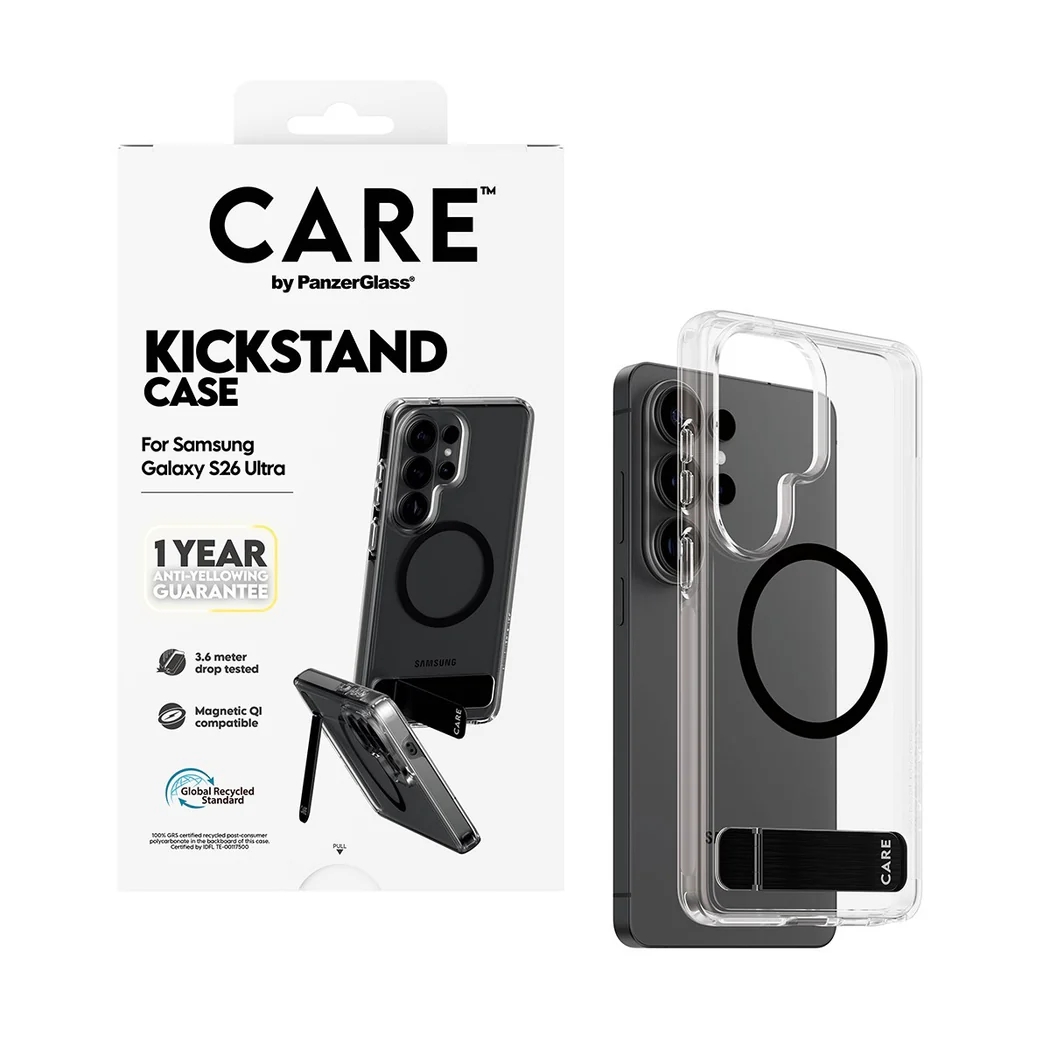 CARE by PanzerGlass Urban Explorer Transparente MagSafe Backcover mit Kickstand für das Samsung Galaxy S26 Ultra - Transparent