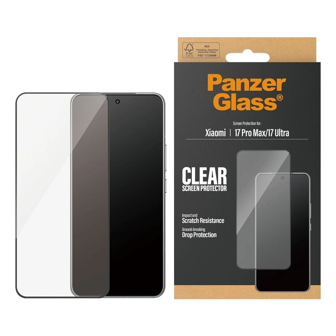 PanzerGlass Ultra-Wide Fit Antibakterieller Displayschutz mit Applikator für das Xiaomi 17 Ultra