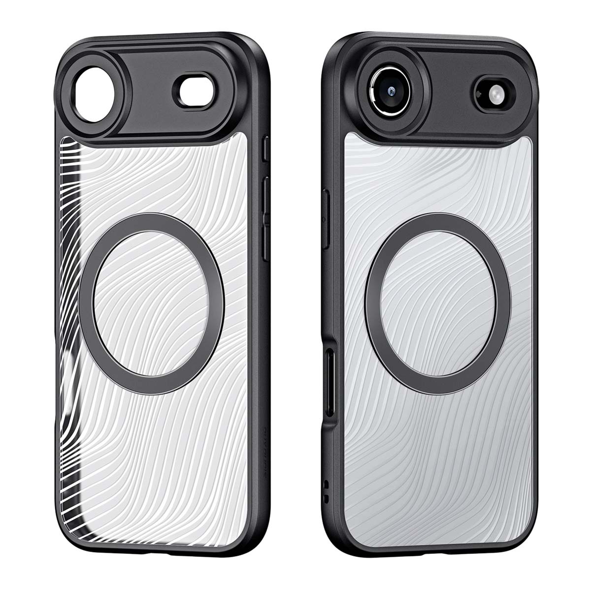 DUX DUCIS Funda de teléfono magnética para iPhone 17 Pro Max y iPhone 17 Air Back Stand Cover con diseño de líneas fluidas transparentes