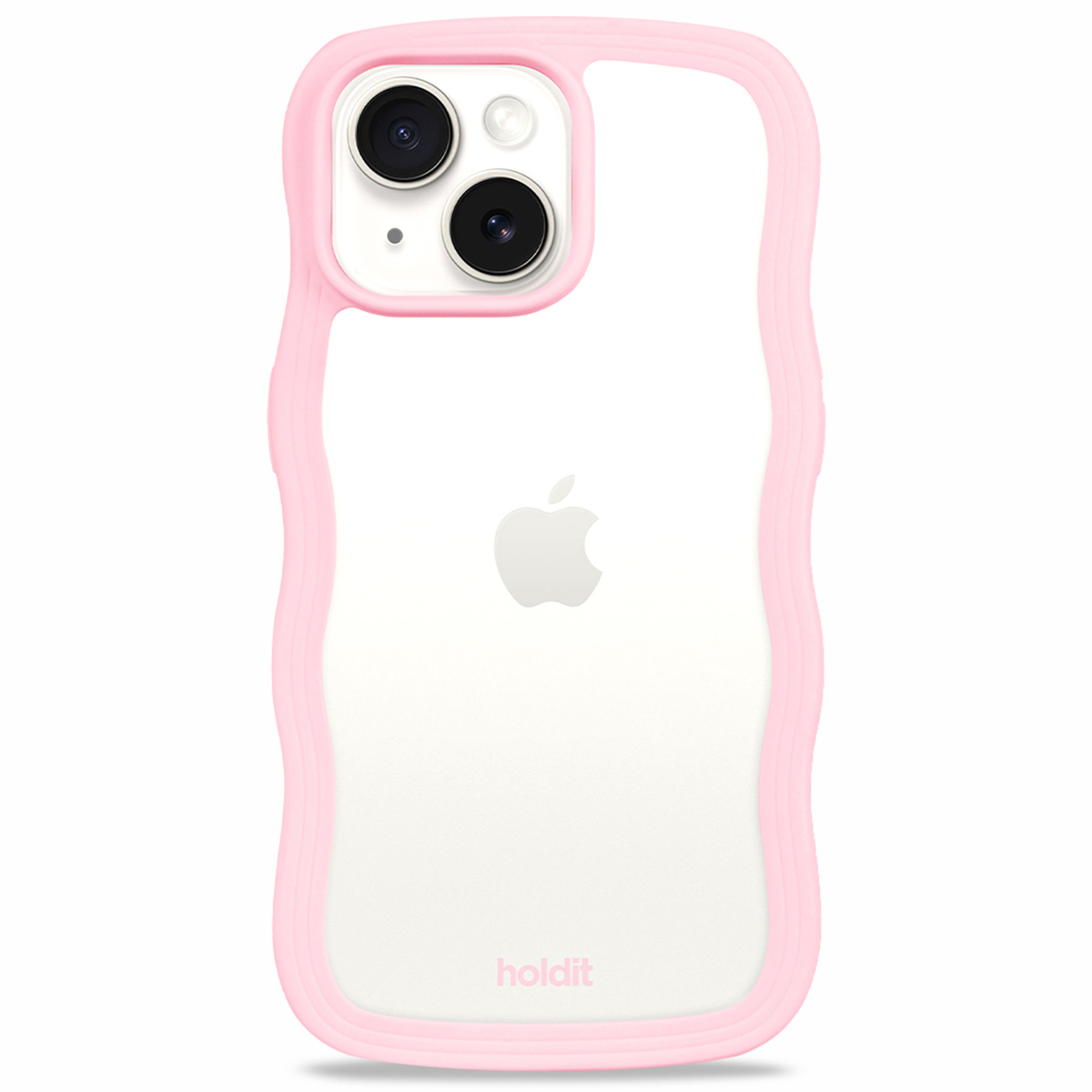 Holdit Wavy Case für das Apple iPhone 17e / 16e / 15 / 14 / 13 - Transparent / Pink