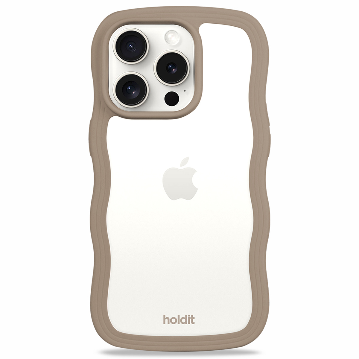 Holdit Wavy Case für das Apple iPhone 15 Pro - Mocha Brown / Transparent