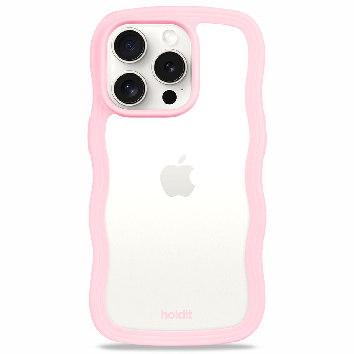 Holdit Wavy Case für das Apple iPhone 15 Pro Max - Transparent / Pink