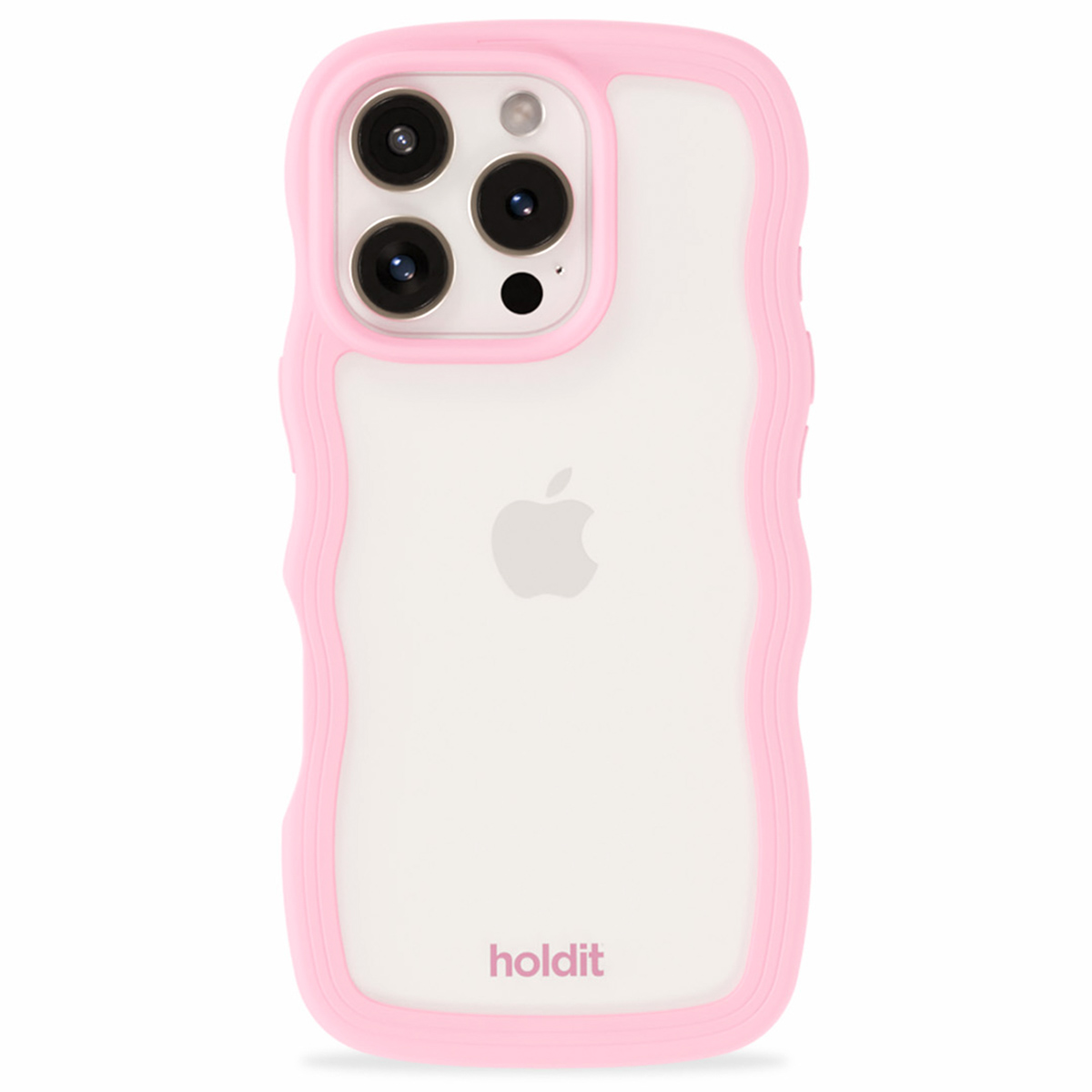 Holdit Wavy Case für das Apple iPhone 16 Pro - Transparent / Pink