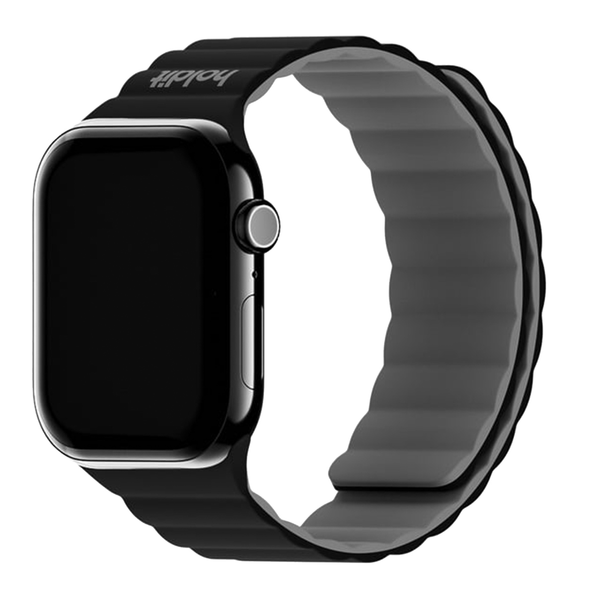 Holdit Silikonarmband Magnet für Apple Watch | 44/45/46/49 mm - Black / Grey