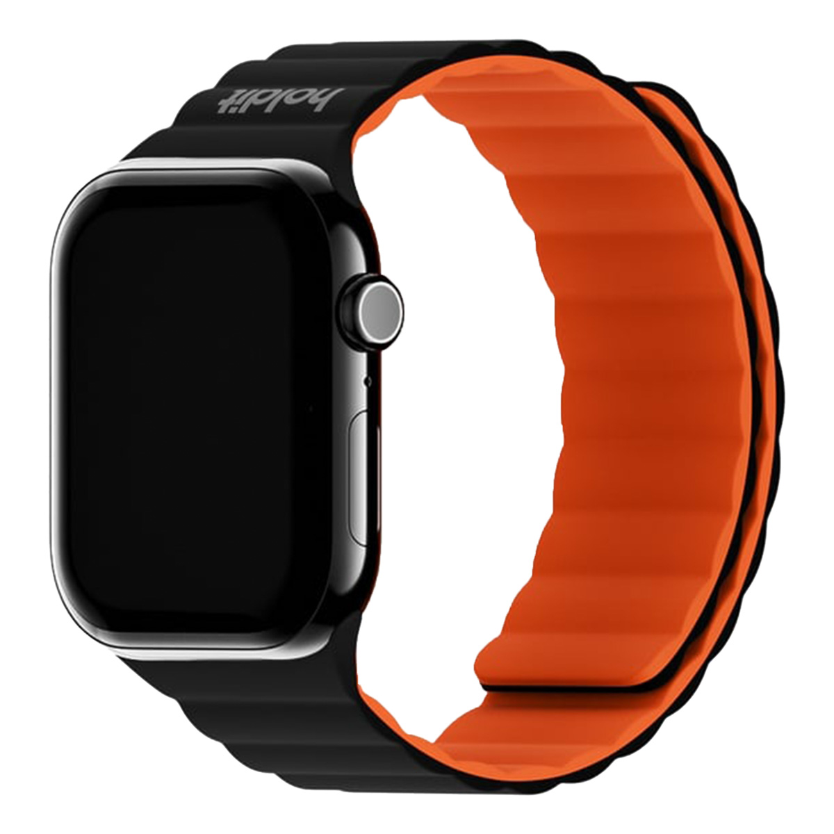 Holdit Silikonarmband Magnet für Apple Watch | 44/45/46/49 mm - Orange & Black
