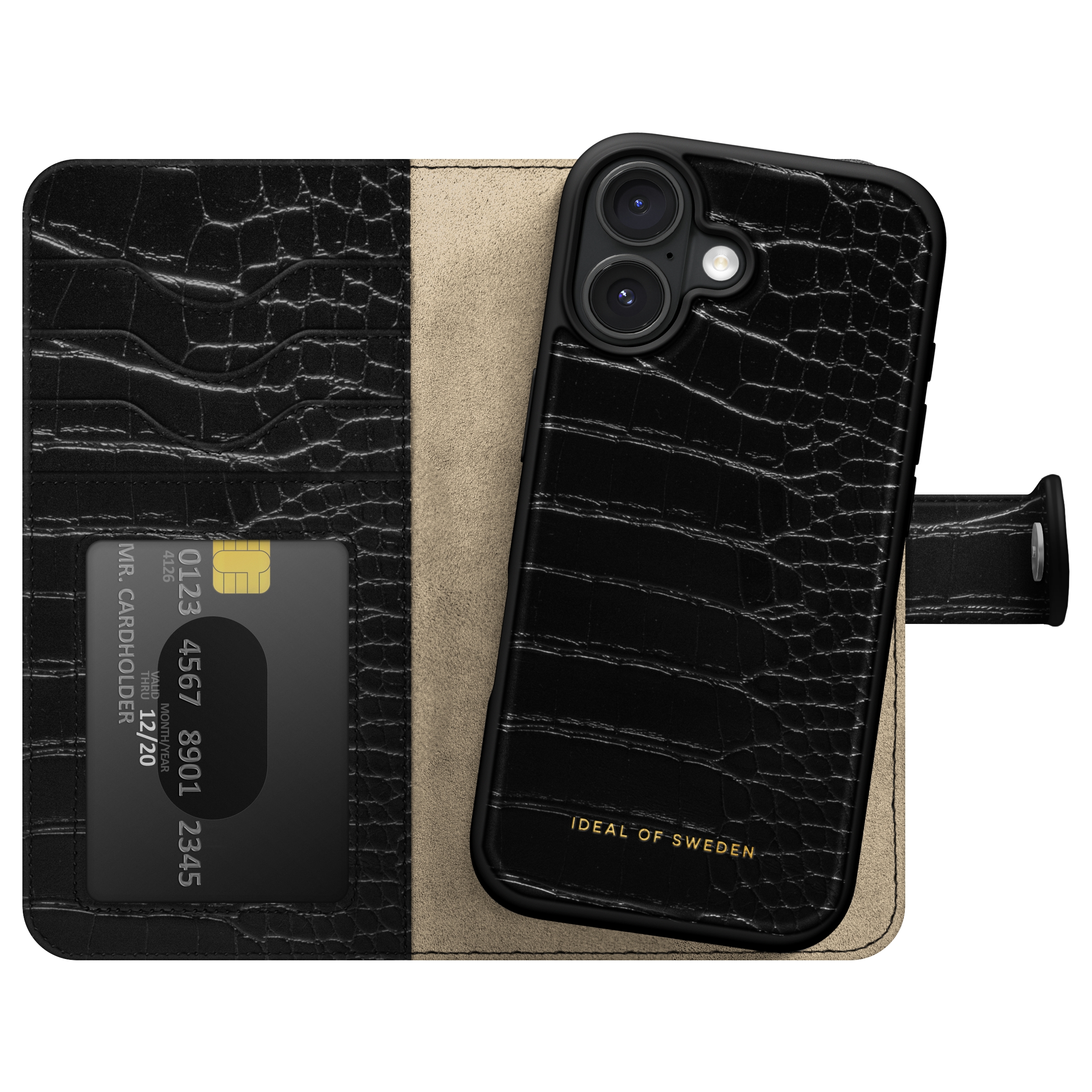 iDeal of Sweden Magnet Wallet+ Klapphülle für das Apple iPhone 17 - Black Croco