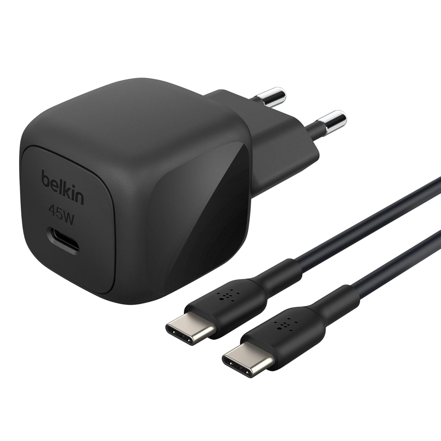 Belkin BoostCharge Kompakte USB-C-Ladegerät 45W mit USB-C-auf-USB-C-Kabel - 1 Meter - Schwarz