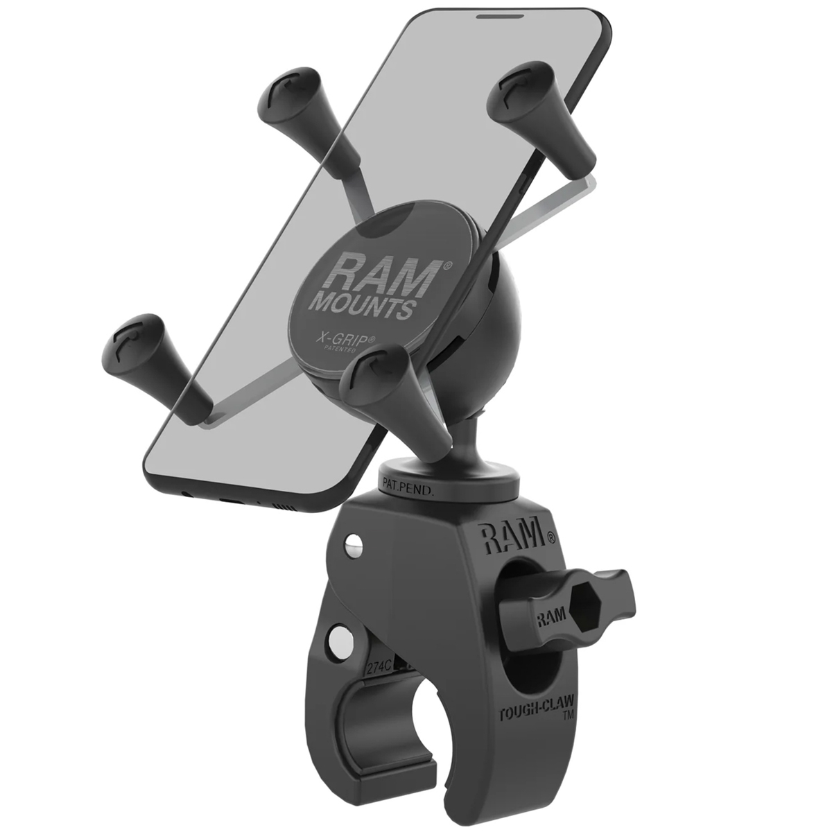 RAM Mounts X-Grip® Tough-claw Fahrrad-/Scooter-/Motorrad-Handyhalterung - 360° drehbar - Universal - Klein - Schwarz