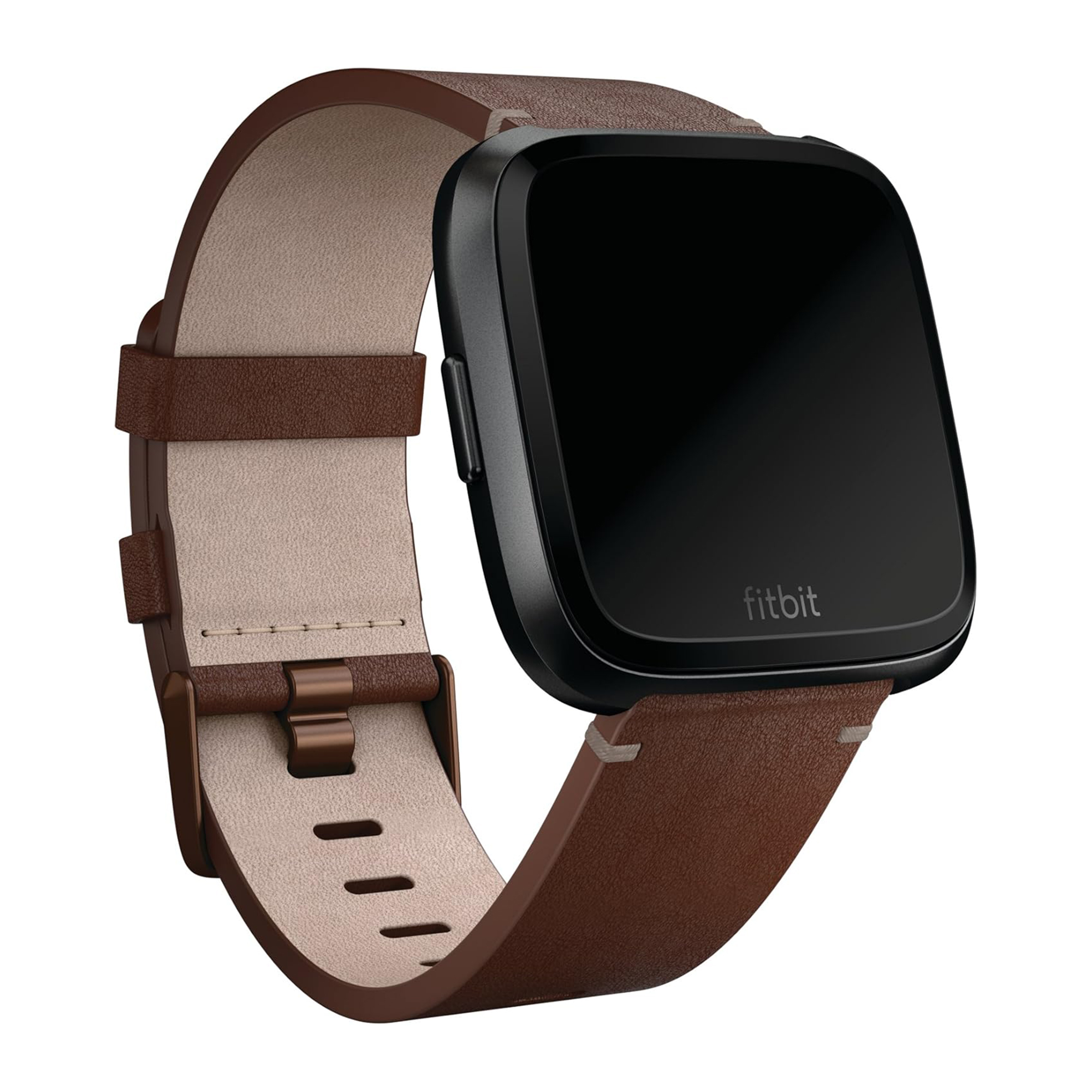 Leather Armband für Fitbit Versa / Versa 2 / Versa Lite - Größe L - Cognac