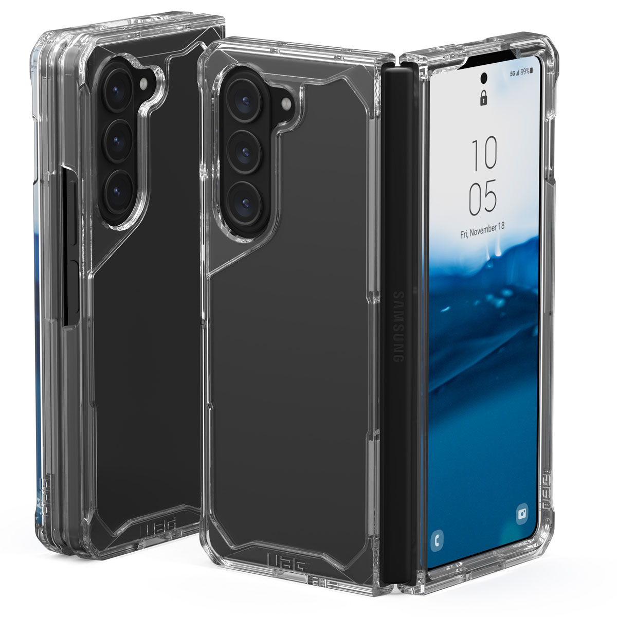 Plyo Case Backcover Samsung Galaxy Z Fold5 Ice Transparent Stoßfest Induktives Laden