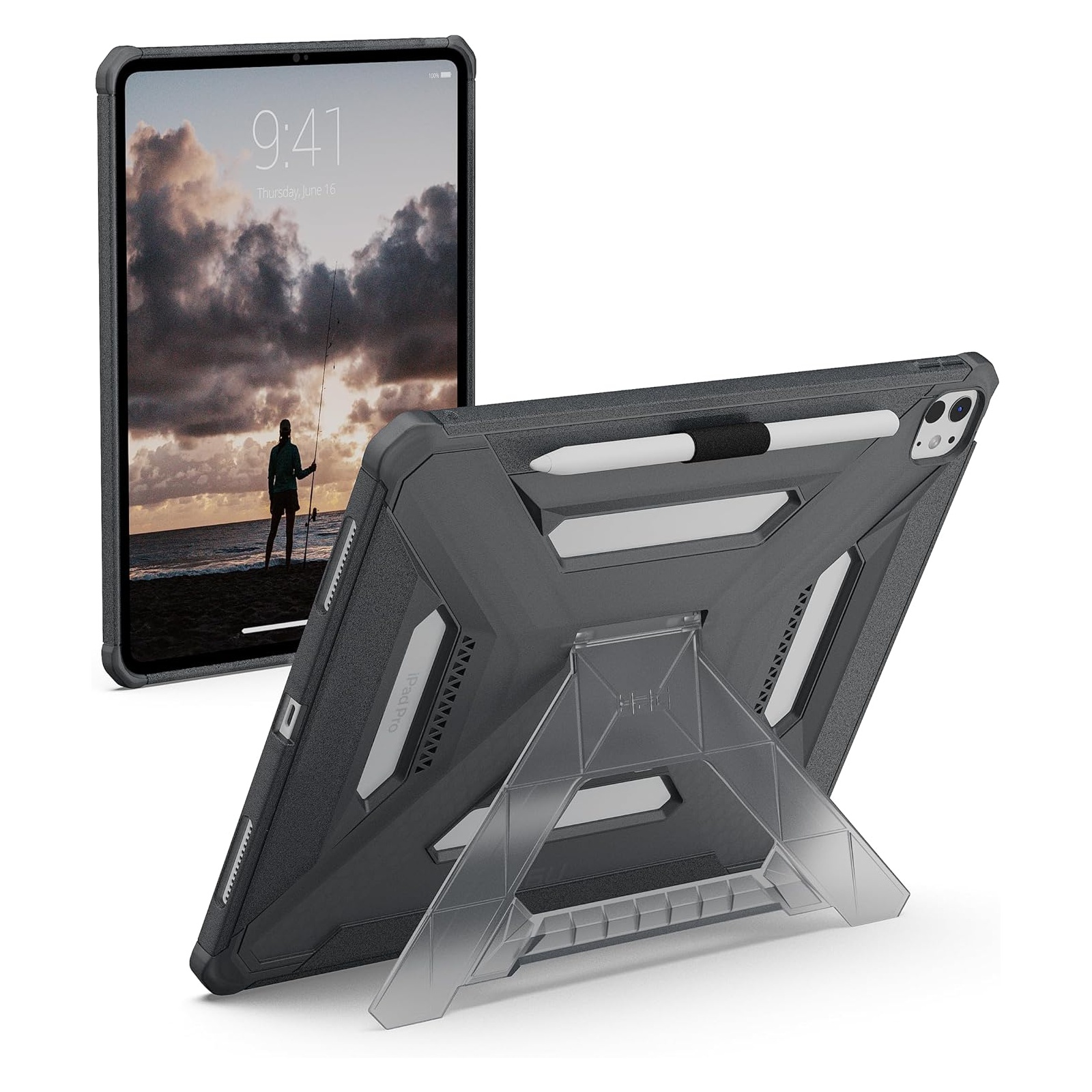 UAG Scout Plus Back Cover mit Ständer für das Apple iPad Pro 13 (2025) M5 / (2024) M4 - Ash