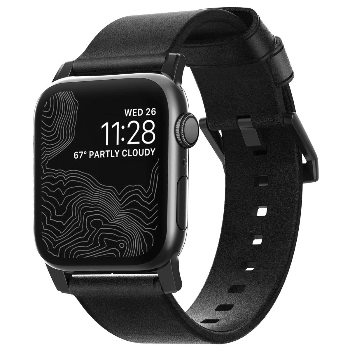 Nomad Modernes Lederarmband für Apple Watch | 44/45/46/49 mm - Schwarz