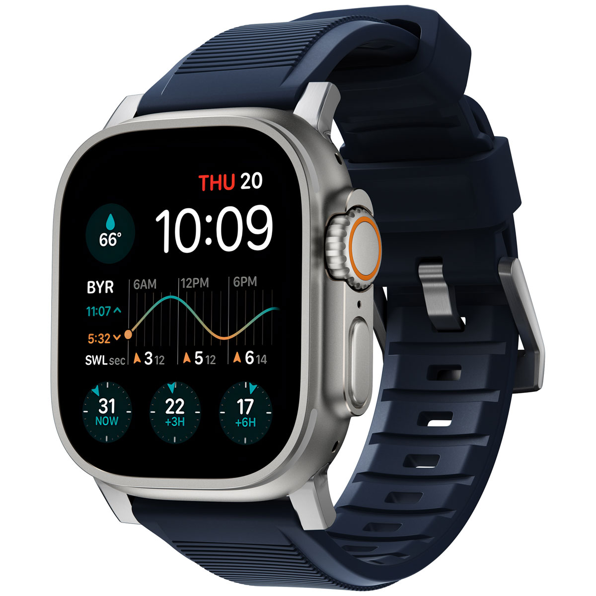 Nomad Robustes Armband FKM für Apple Watch | 44/45/46/49 mm - Silber / Blau