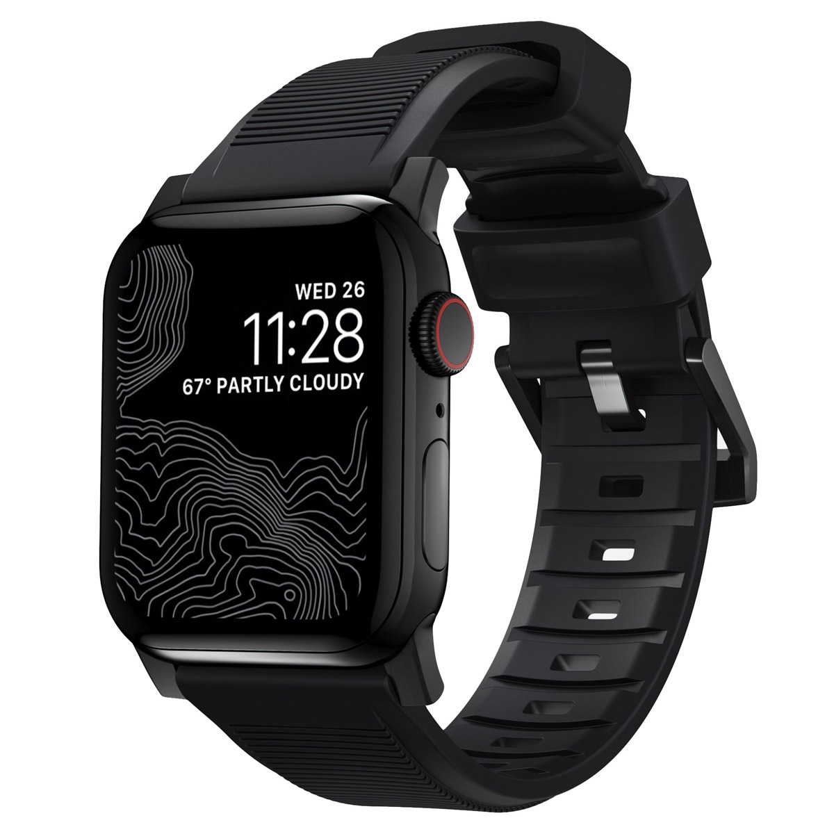 Nomad Robustes Armband FKM für  Apple Watch | 44/45/46/49 mm - Schwarz / Schwarz