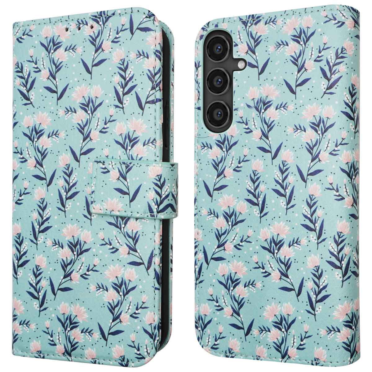 imoshion Design Klapphülle für das Samsung Galaxy S23 FE - Blue Flowers