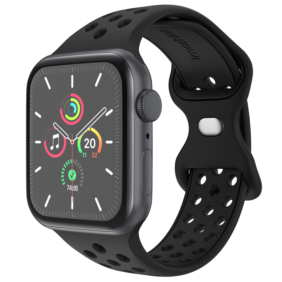 imoshion Silikon Sport⁺ Armband für Apple Watch | 44/45/46/49 mm - Größe S/M - Schwarz