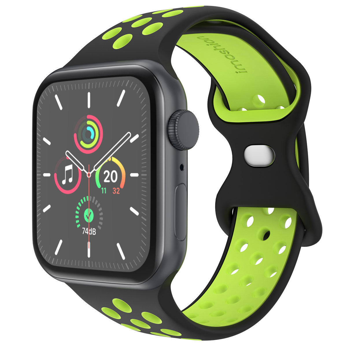 imoshion Silikon Sport⁺ Armband für Apple Watch | 44/45/46/49 mm - Größe S/M - Black & Yellow