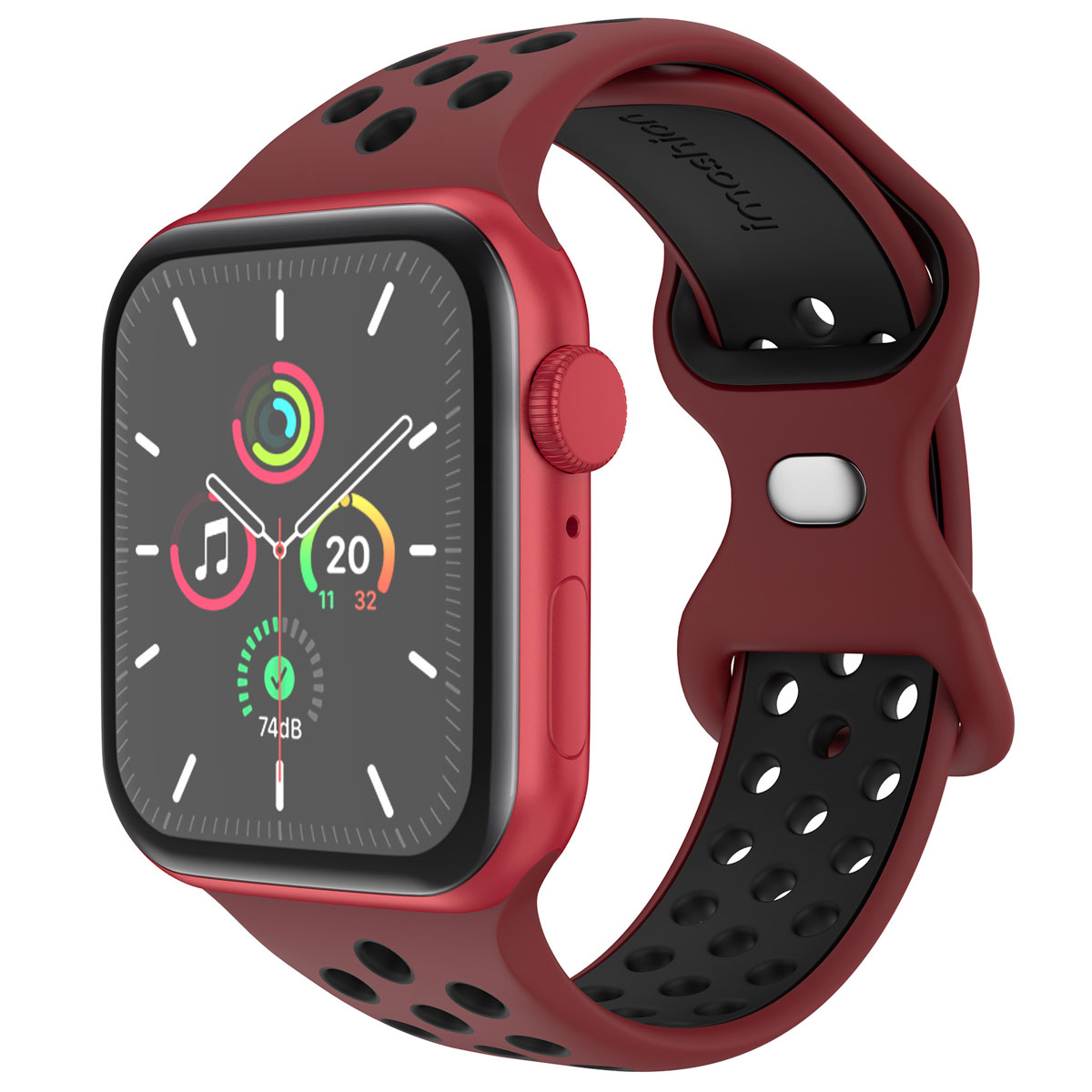 imoshion Silikon Sport⁺ Armband für Apple Watch | 44/45/46/49 mm - Größe S/M - Wine Red & Black