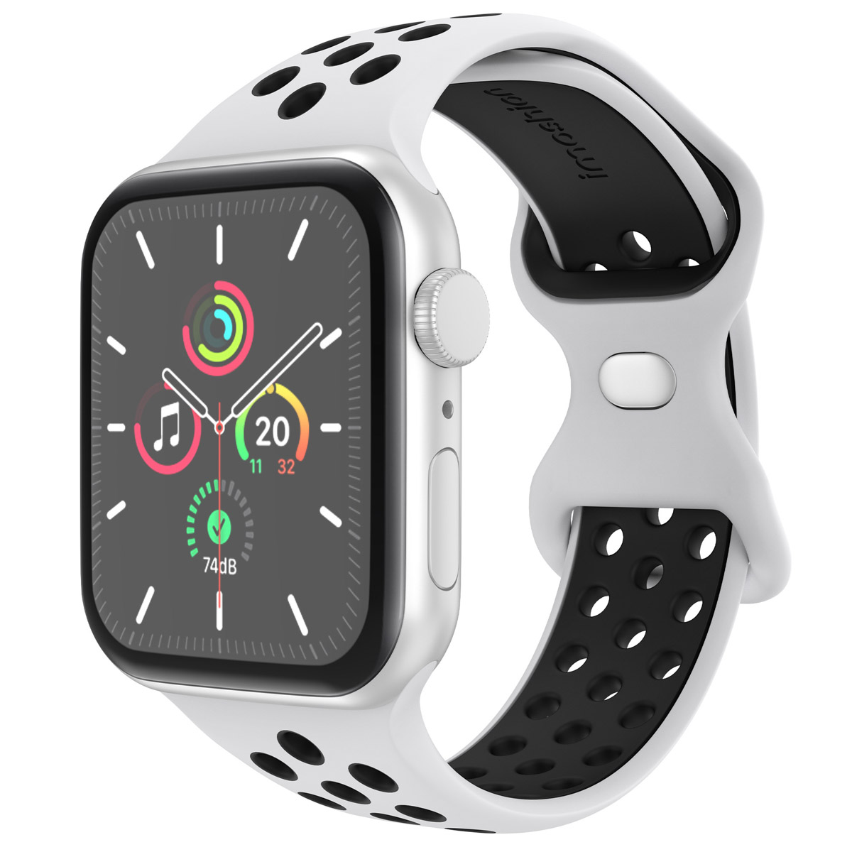 imoshion Silikon Sport⁺ Armband für Apple Watch | 44/45/46/49 mm - Größe M/L - White / Black