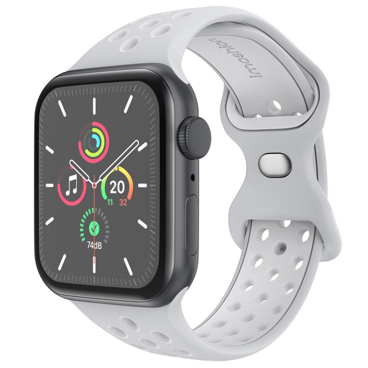 imoshion Silikon Sport⁺ Armband für Apple Watch | 44/45/46/49 mm - Größe M/L - Grey & White