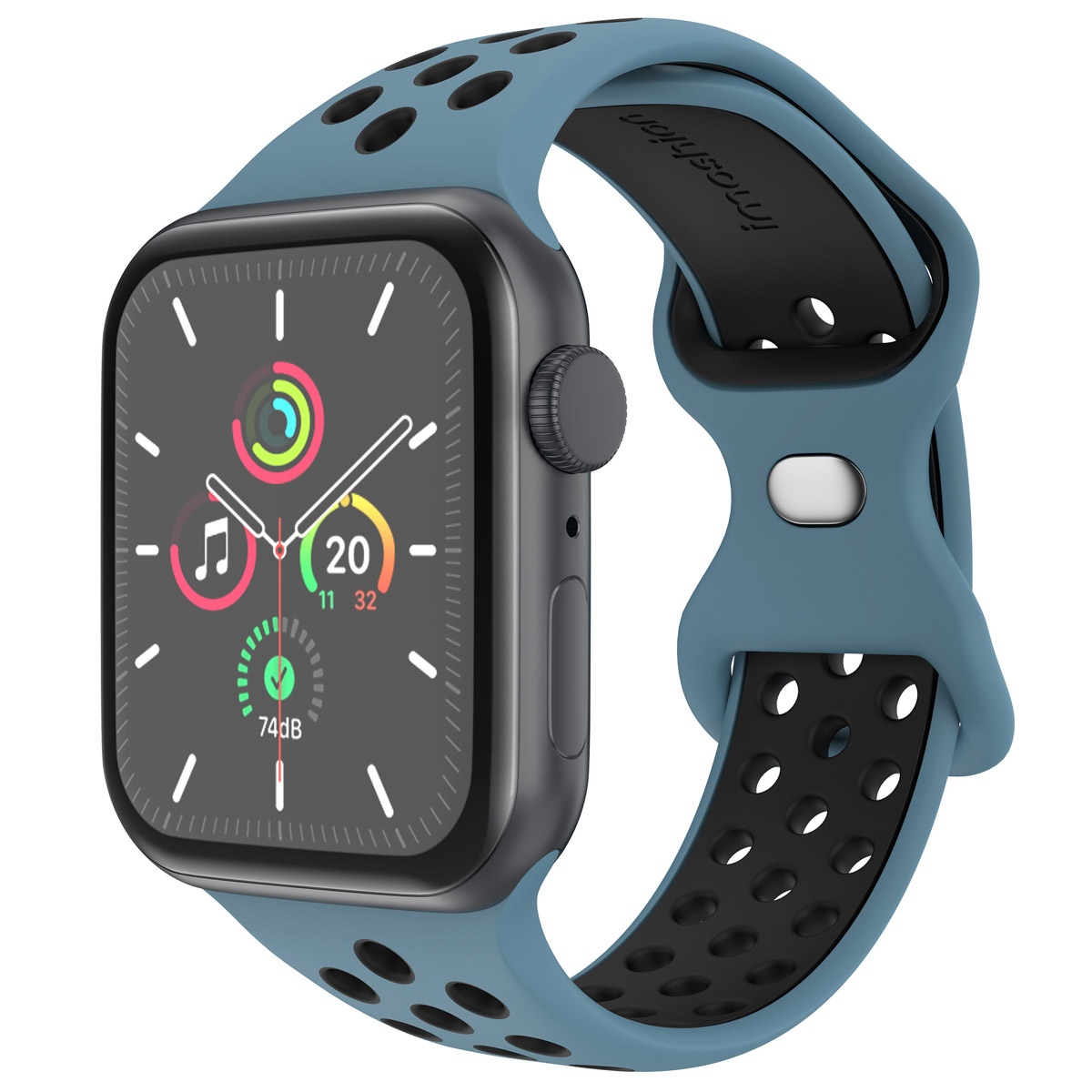 imoshion Silikon Sport⁺ Armband für Apple Watch | 44/45/46/49 mm - Größe M/L - Blue & Black