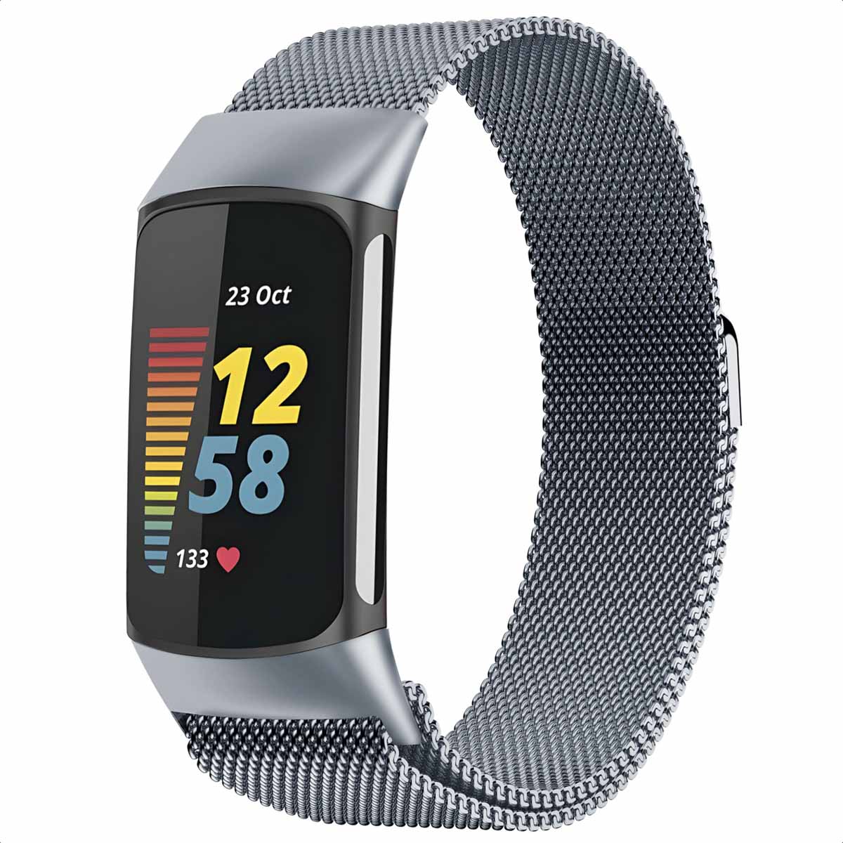 imoshion Magnetisches Milanaise Armband für das Fitbit Charge 5 - Größe S - Space Grey