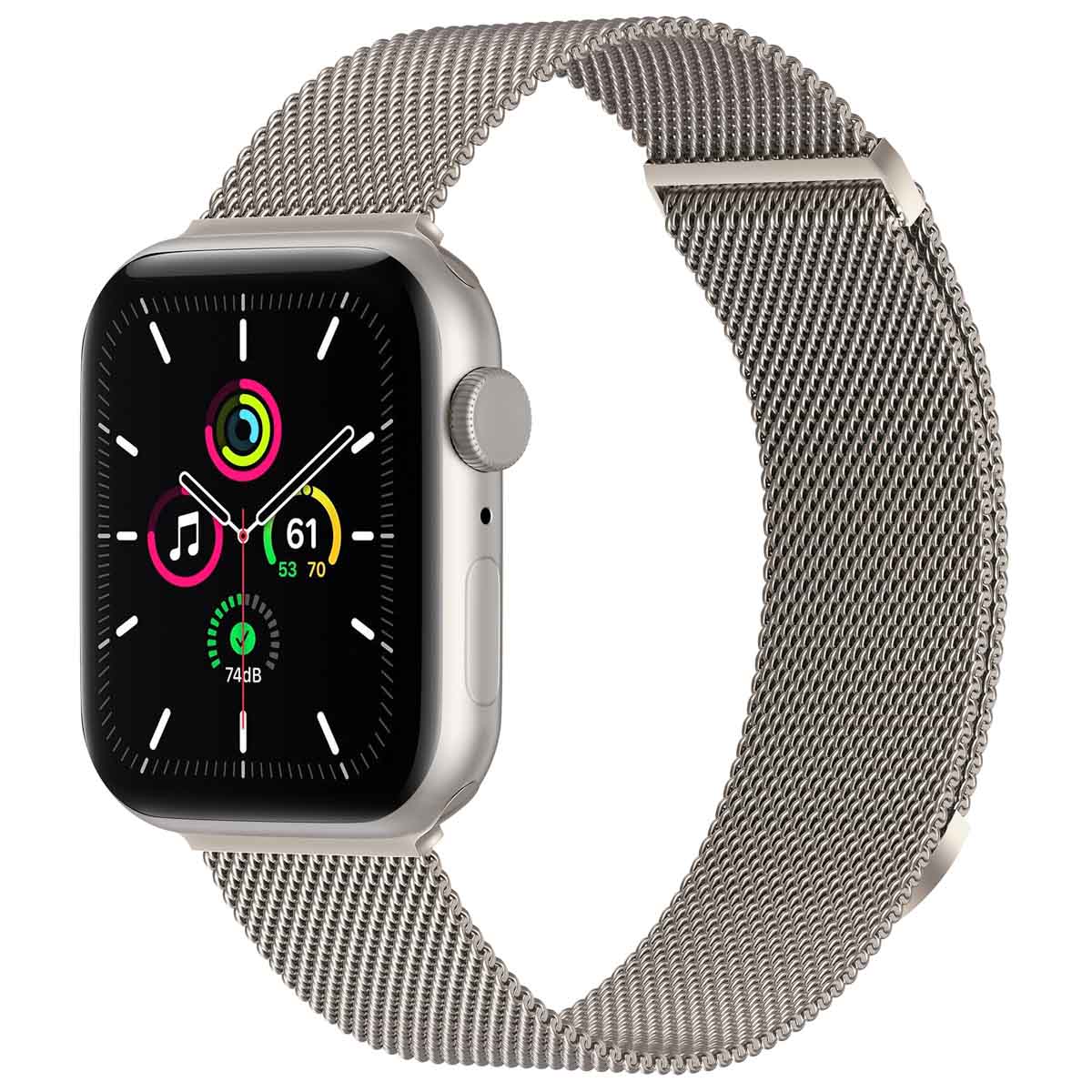 imoshion Magnetisches Milanaise Armband für Apple Watch | 44/45/46/49 mm - Größe M - Starlight