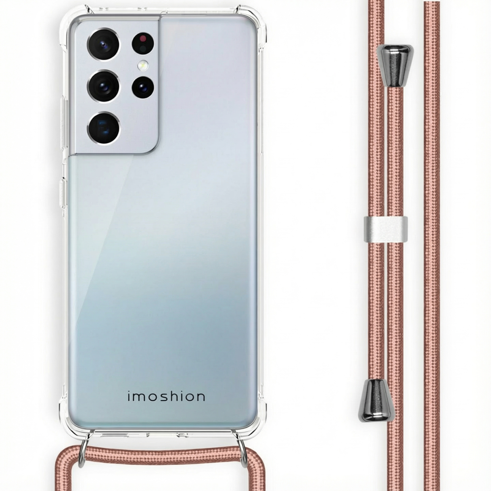 imoshion Transparentes Backcover mit Band für das Samsung Galaxy S21 Ultra - Rosé gold