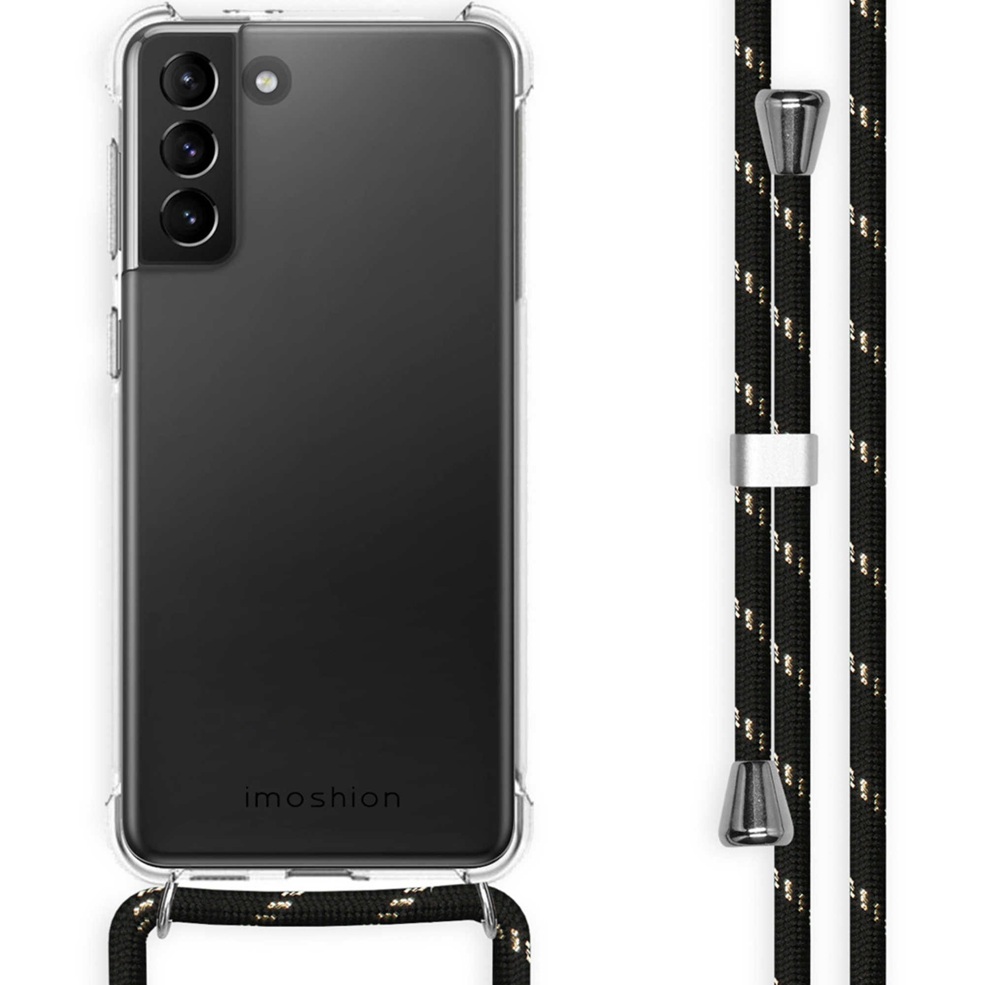 imoshion Transparentes Backcover mit Band für das Samsung Galaxy S21 Plus - Schwarz & Gold
