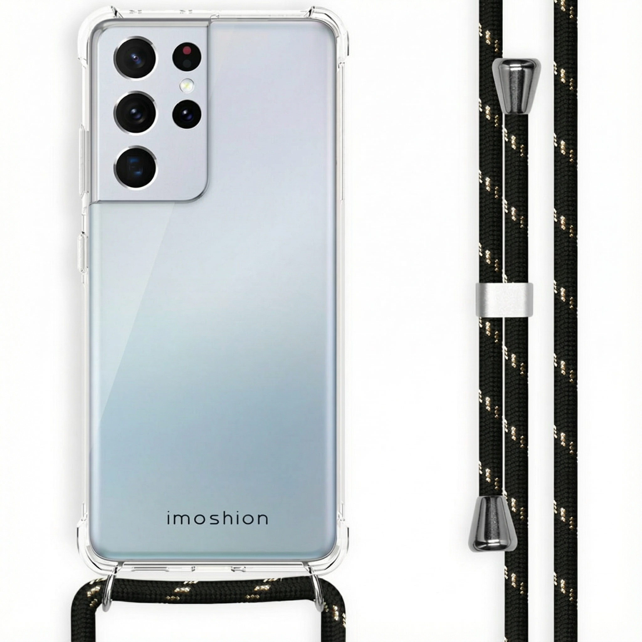 imoshion Transparentes Backcover mit Band für das Samsung Galaxy S21 Ultra - Schwarz & Gold