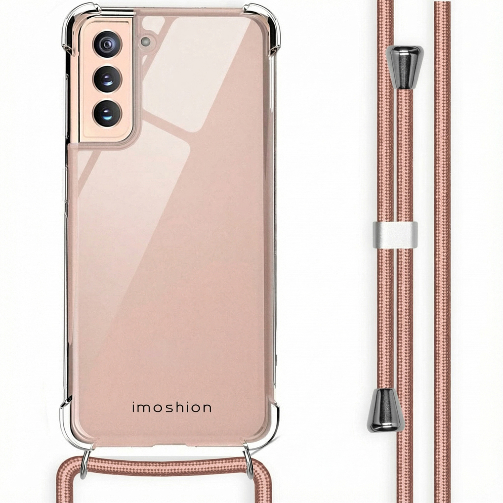 imoshion Transparentes Backcover mit Band für das Samsung Galaxy S21 - Rosé gold