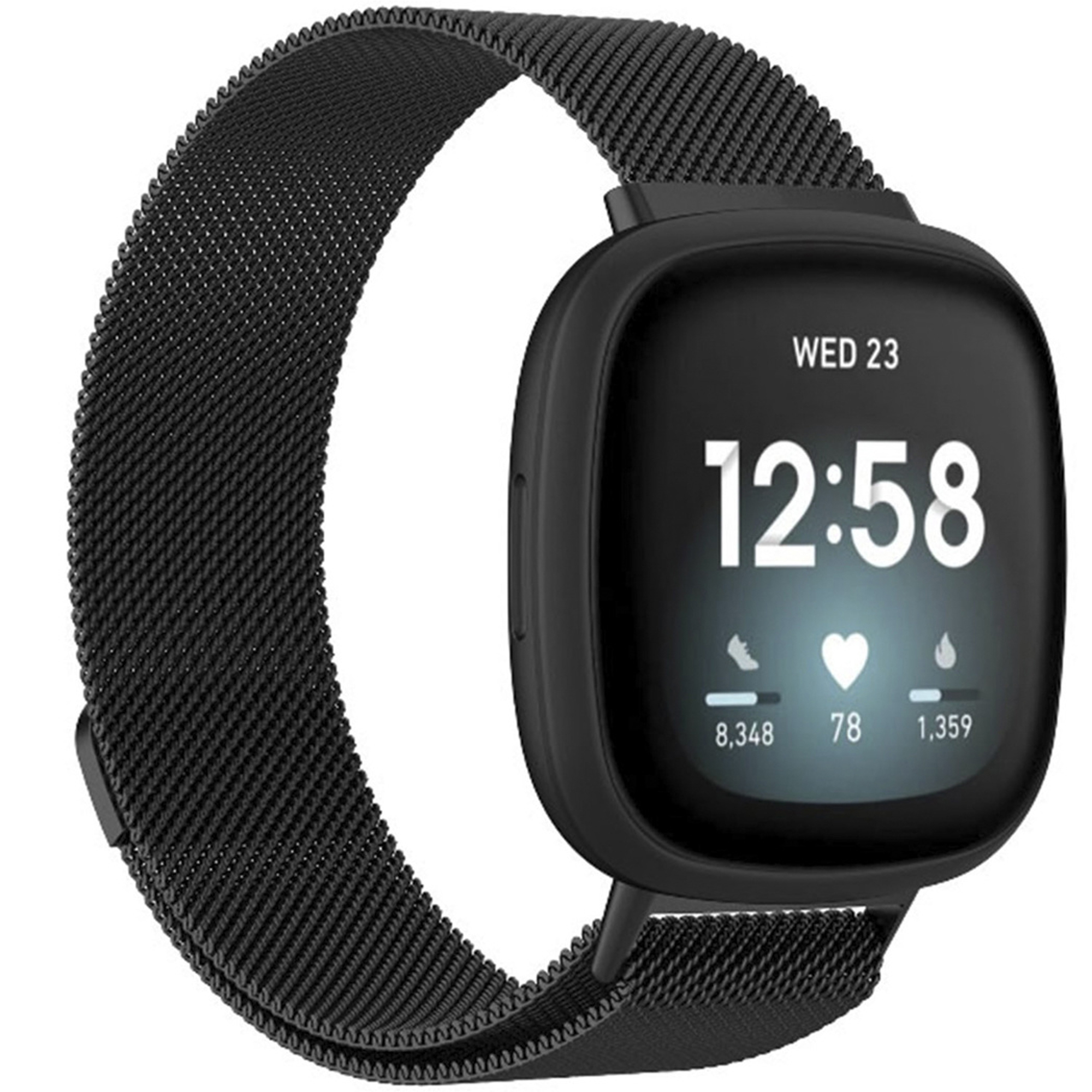 imoshion Magnetisches Milanaise Armband für das Fitbit Versa 4/ 3 / Sense (2) - Schwarz