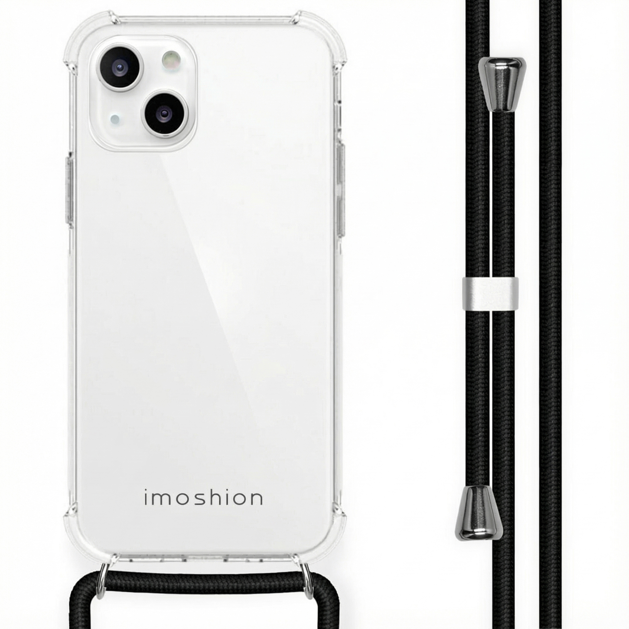 imoshion Transparentes Backcover mit Band für das Apple iPhone 13 Mini - Schwarz