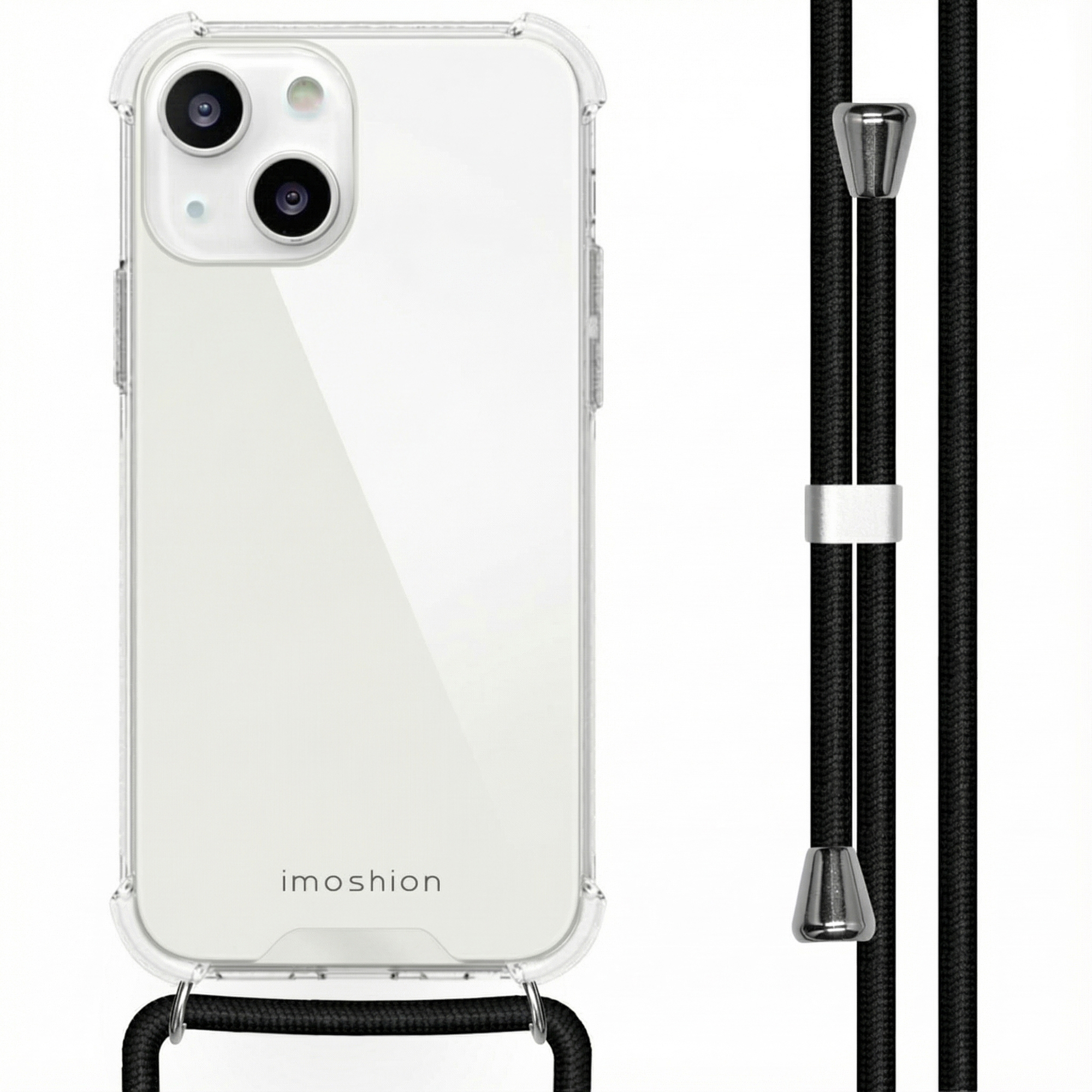 imoshion Transparentes Backcover mit Band für das Apple iPhone 13 - Schwarz