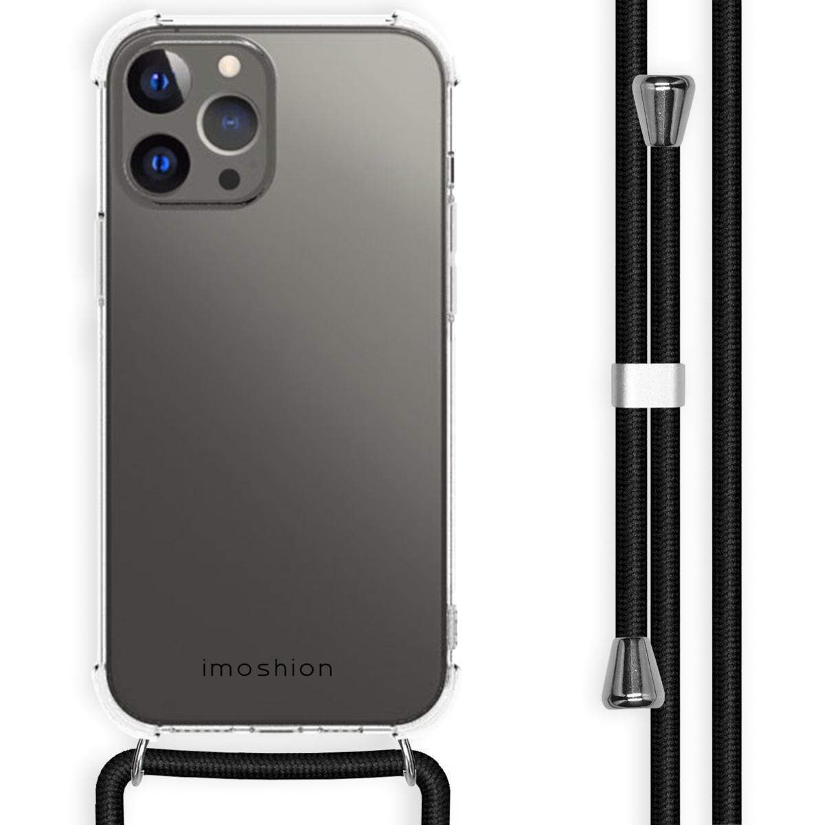 imoshion Transparentes Backcover mit Band für das Apple iPhone 13 Pro Max - Schwarz