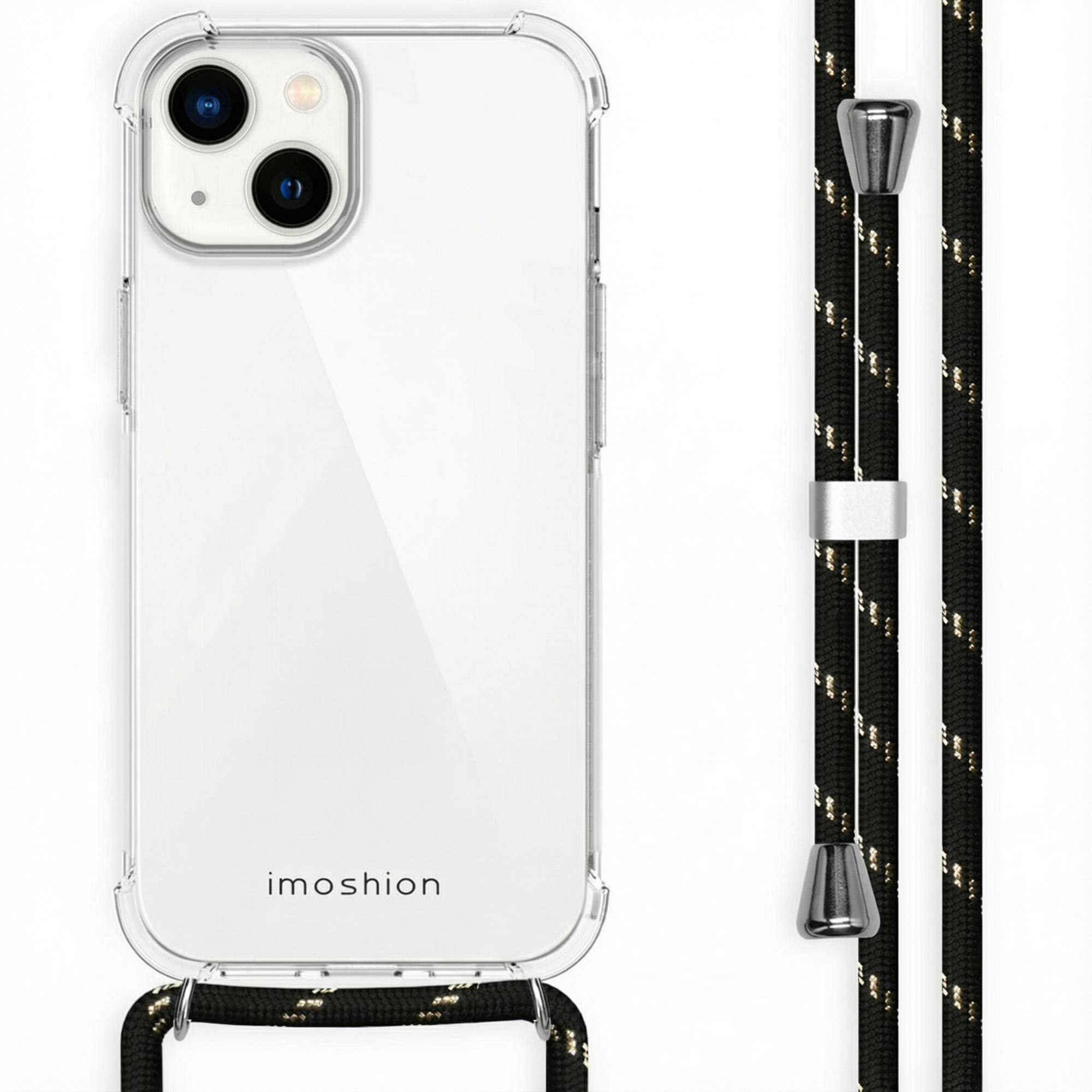 imoshion Transparentes Backcover mit Band für das Apple iPhone 14 - Schwarz & Gold