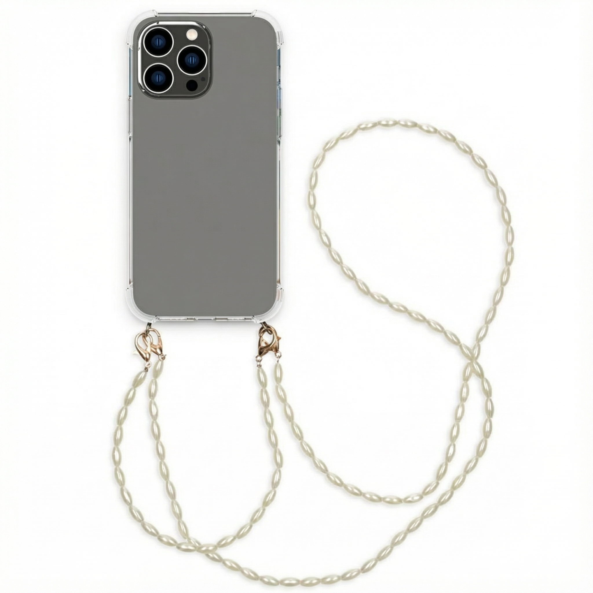 imoshion Handykette mit Perlen + Handgelenkschlaufe für das Apple iPhone 14 Pro Max - Transparent