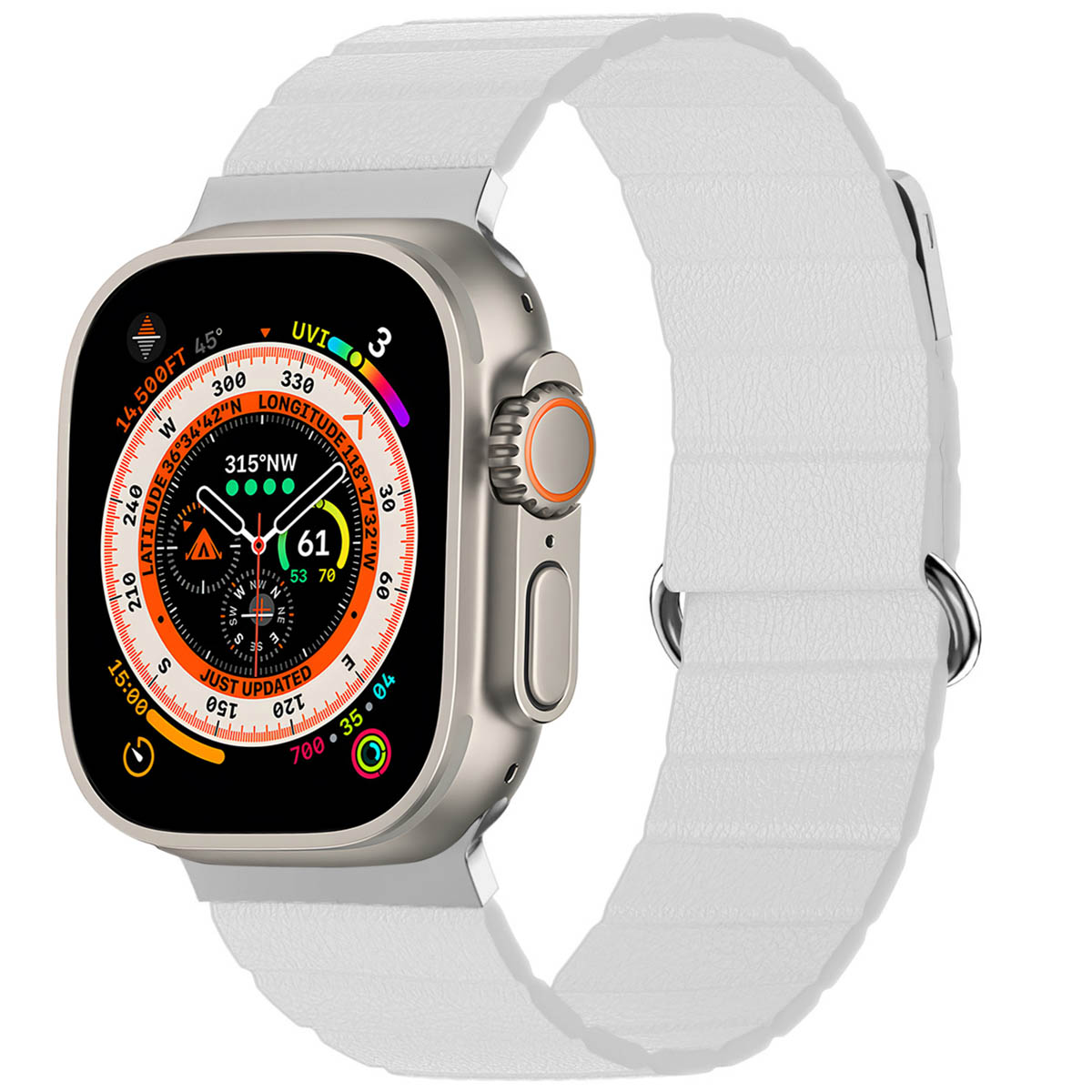 imoshion Magnetlederarmband für Apple Watch | 44/45/46/49 mm - Weiß