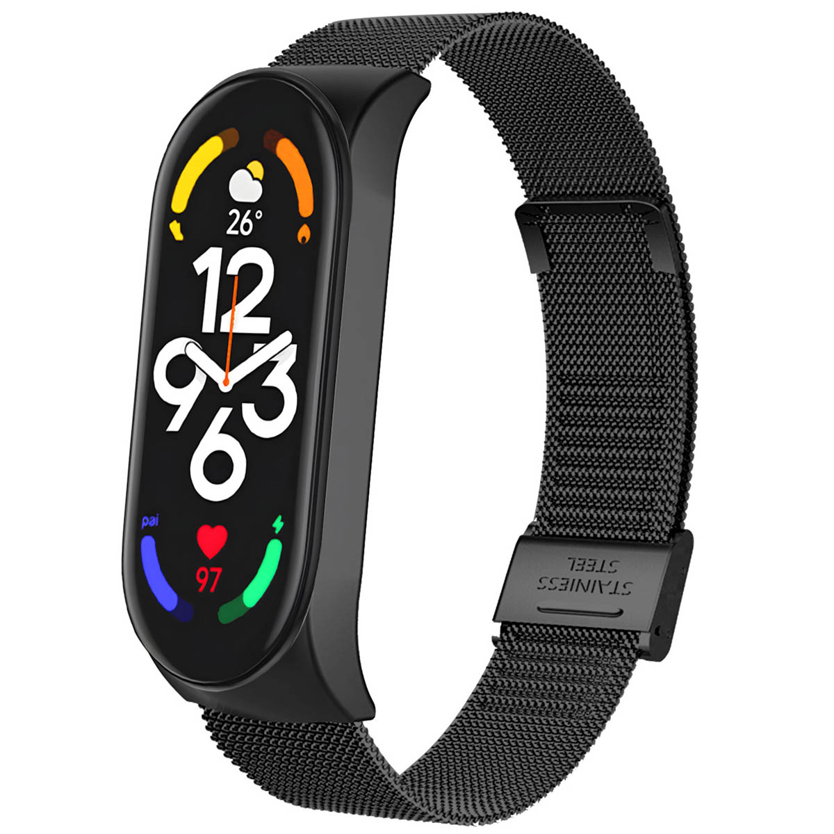 imoshion Milanaise Faltarmband für Xiaomi Mi Band 7 - Schwarz