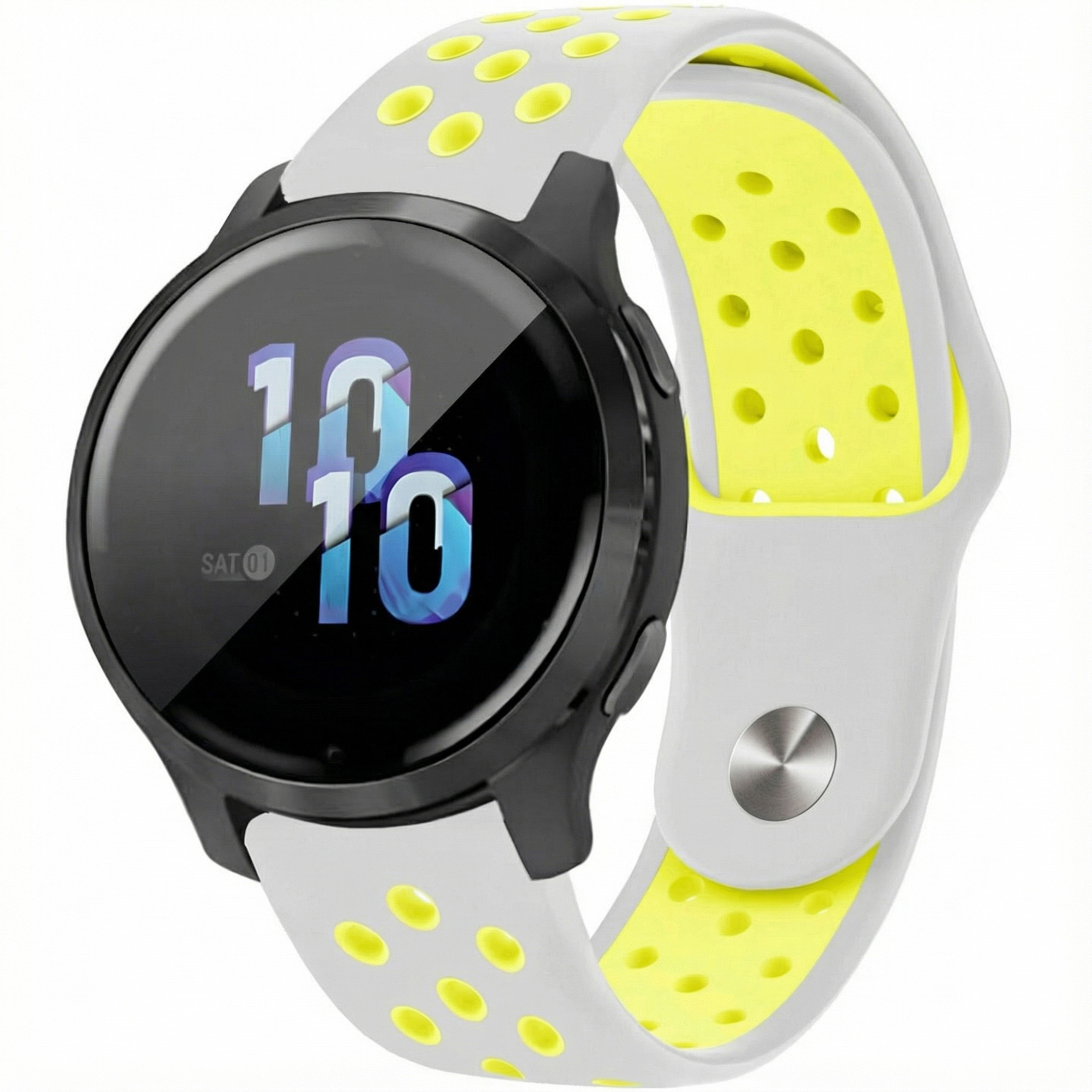 imoshion Silikon-Sportarmband - Universelle 22 mm Anschluss - Light Grey & Neon Yellow
