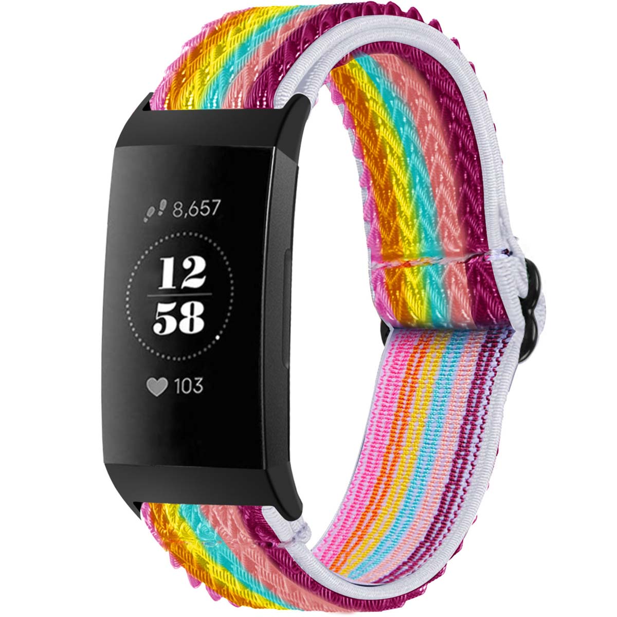 imoshion Elastisches Nylonarmband für das Fitbit Charge 3 / 4 - Rainbow