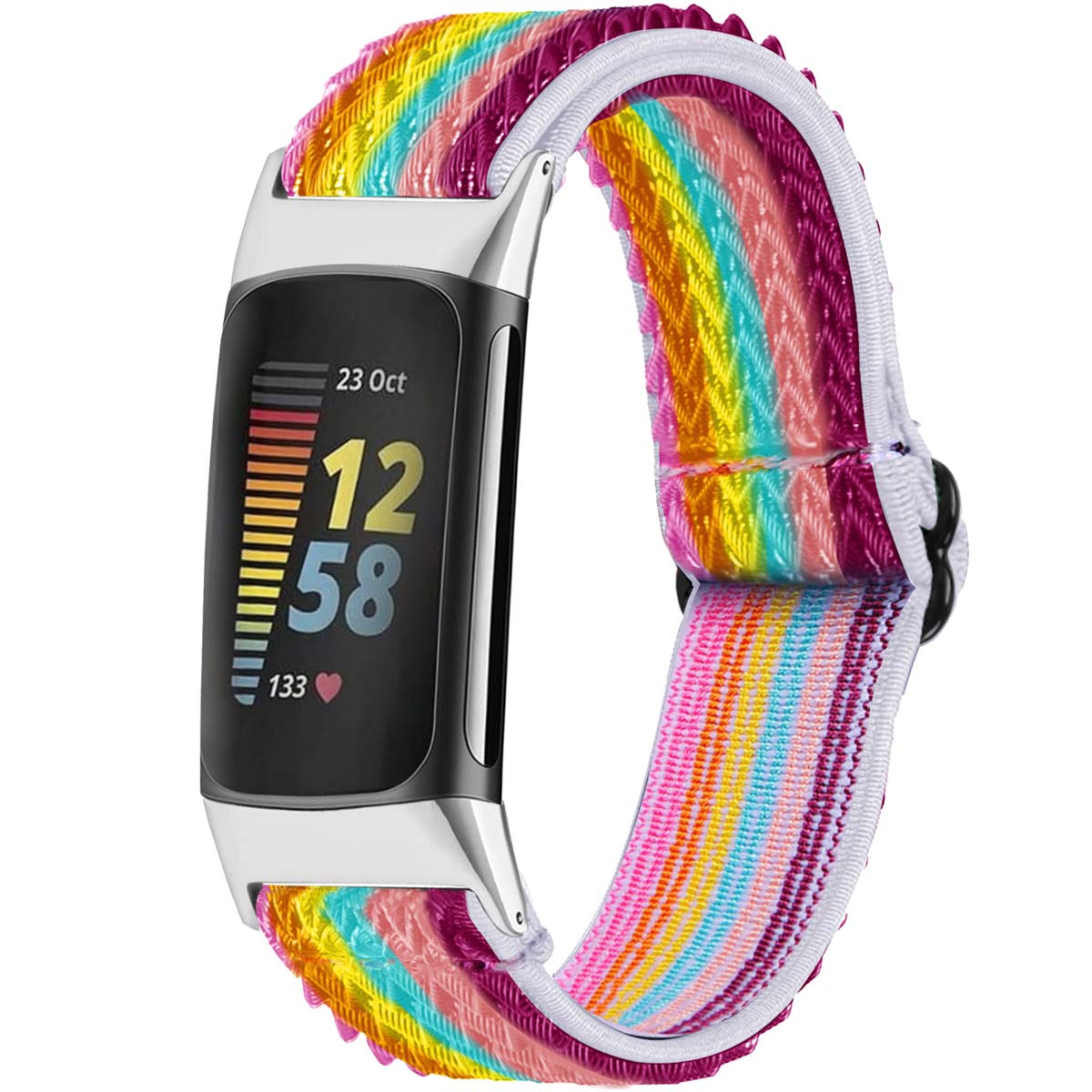 imoshion Elastisches Nylonarmband für das Fitbit Charge 5 - Mehrfarbig