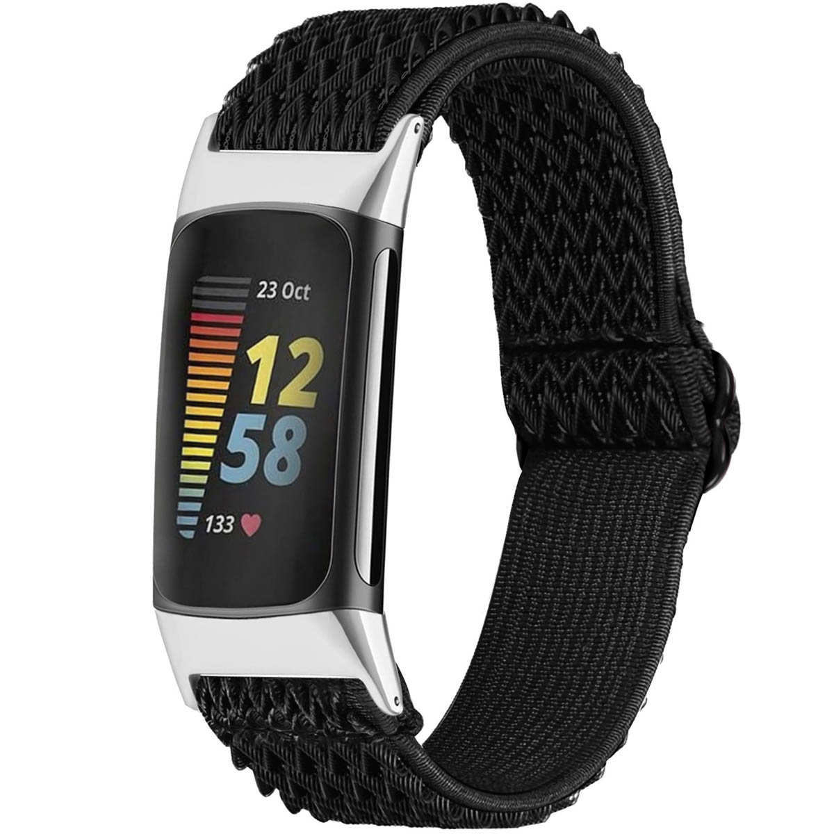 imoshion Elastisches Nylonarmband für das Fitbit Charge 5 - Schwarz