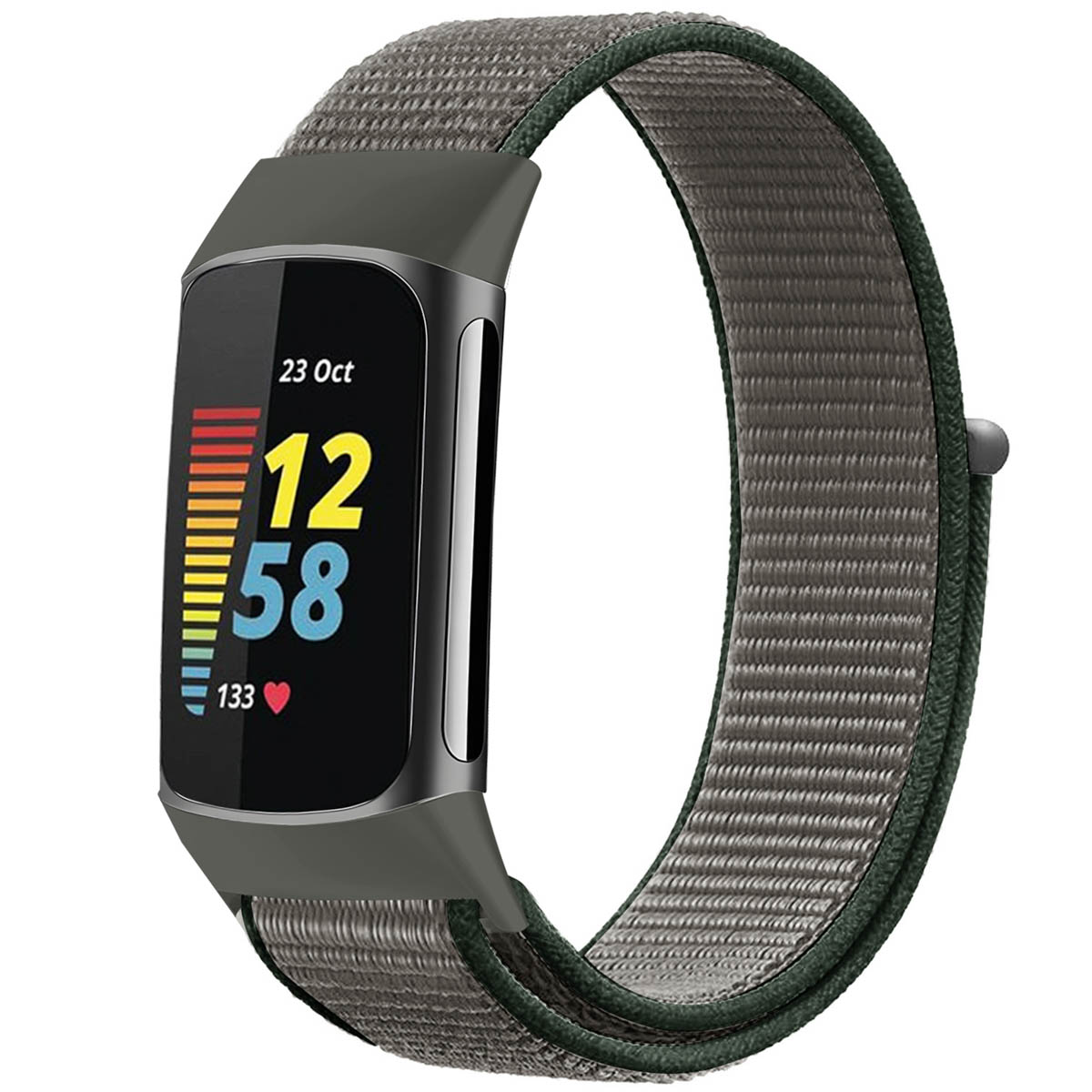 imoshion Nylonarmband für das Fitbit Charge 5 - Größe L - Dunkelgrau