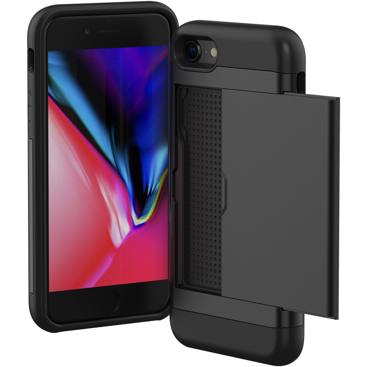 imoshion Backcover mit Kartenfach für das Apple iPhone SE (2022 / 2020) / 8 / 7 - Schwarz