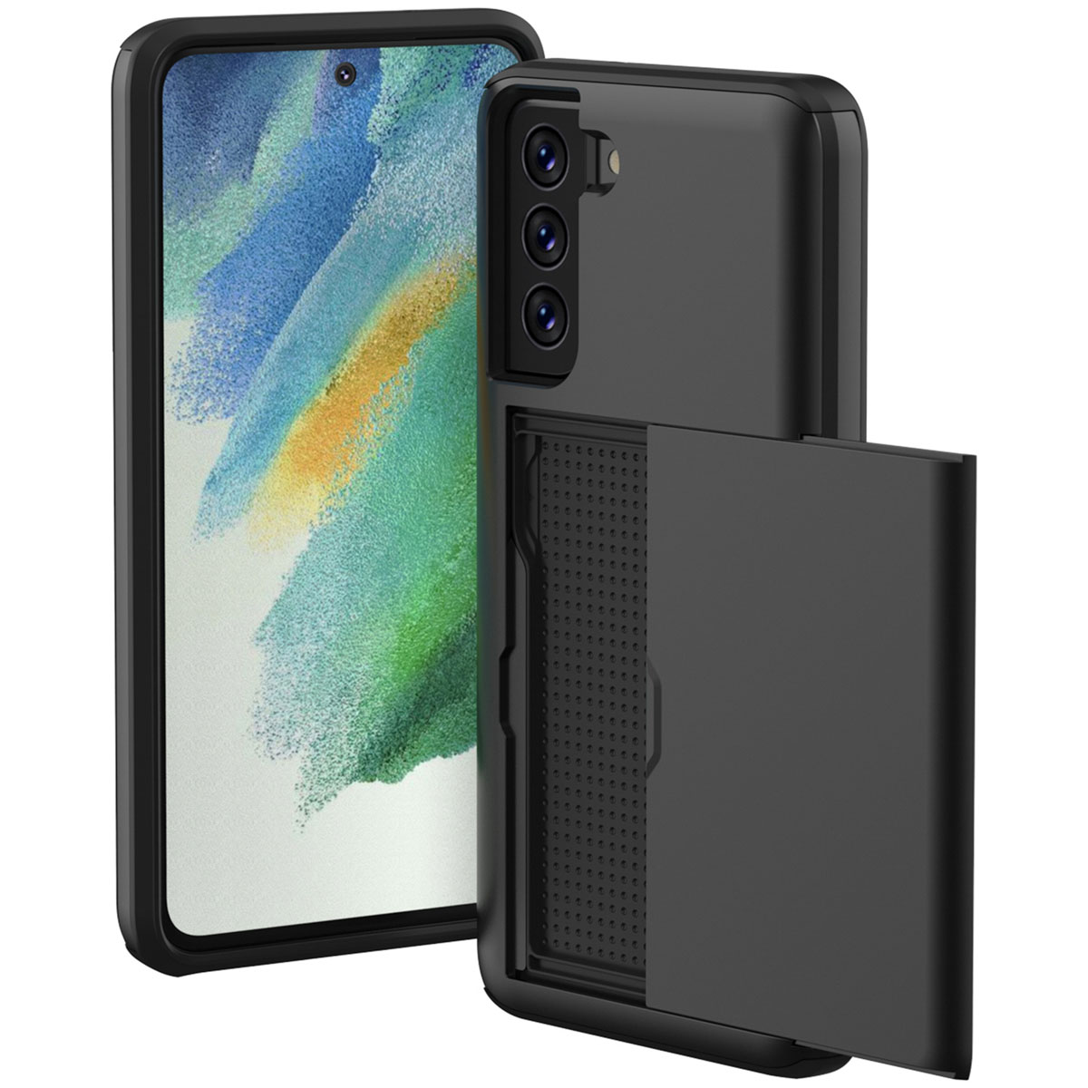 imoshion Backcover mit Kartenfach für das Samsung Galaxy S21 FE - Schwarz