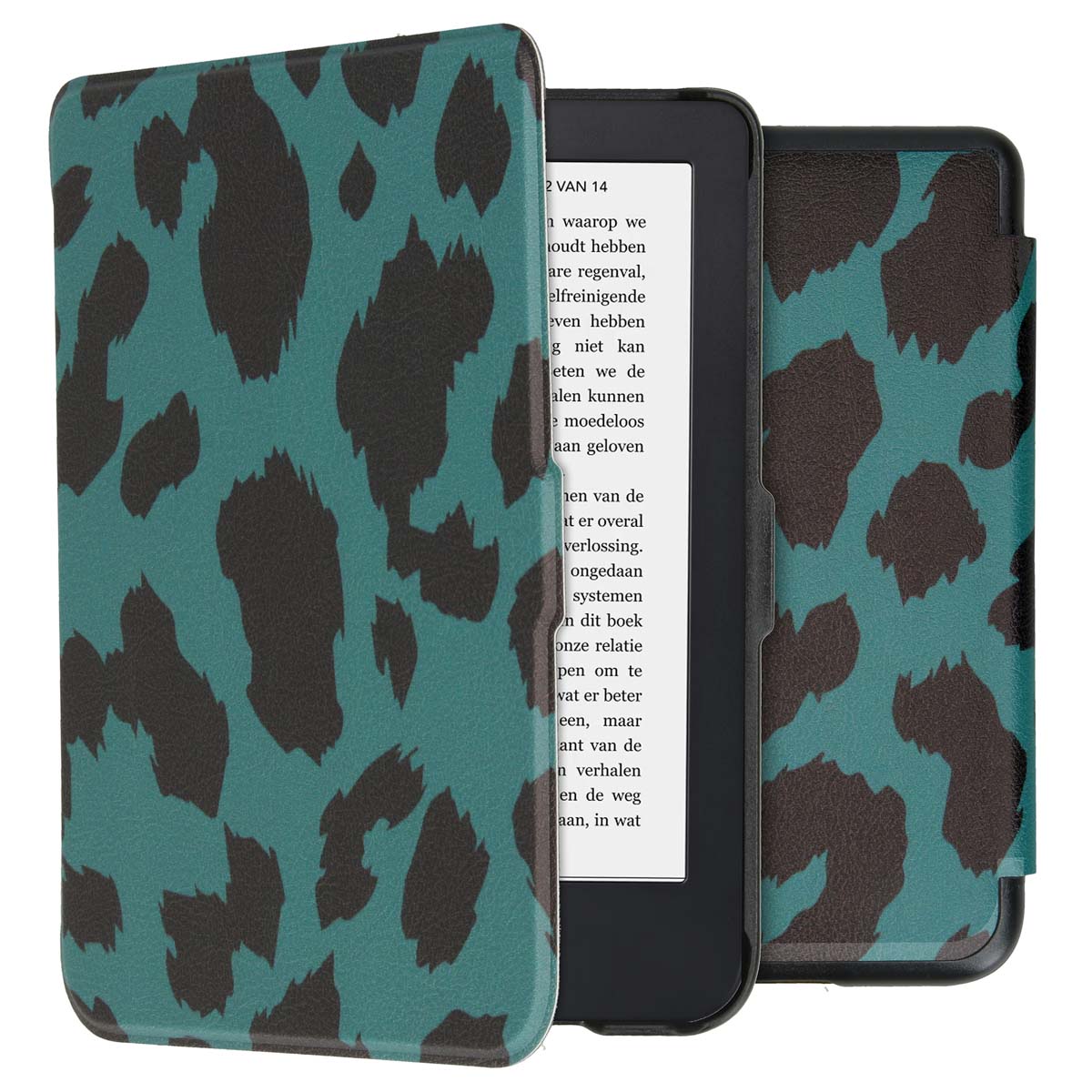 imoshion Design Slim Hard Case Klapphülle für das Kobo Clara 2E / Tolino Shine 4 - Green Leopard