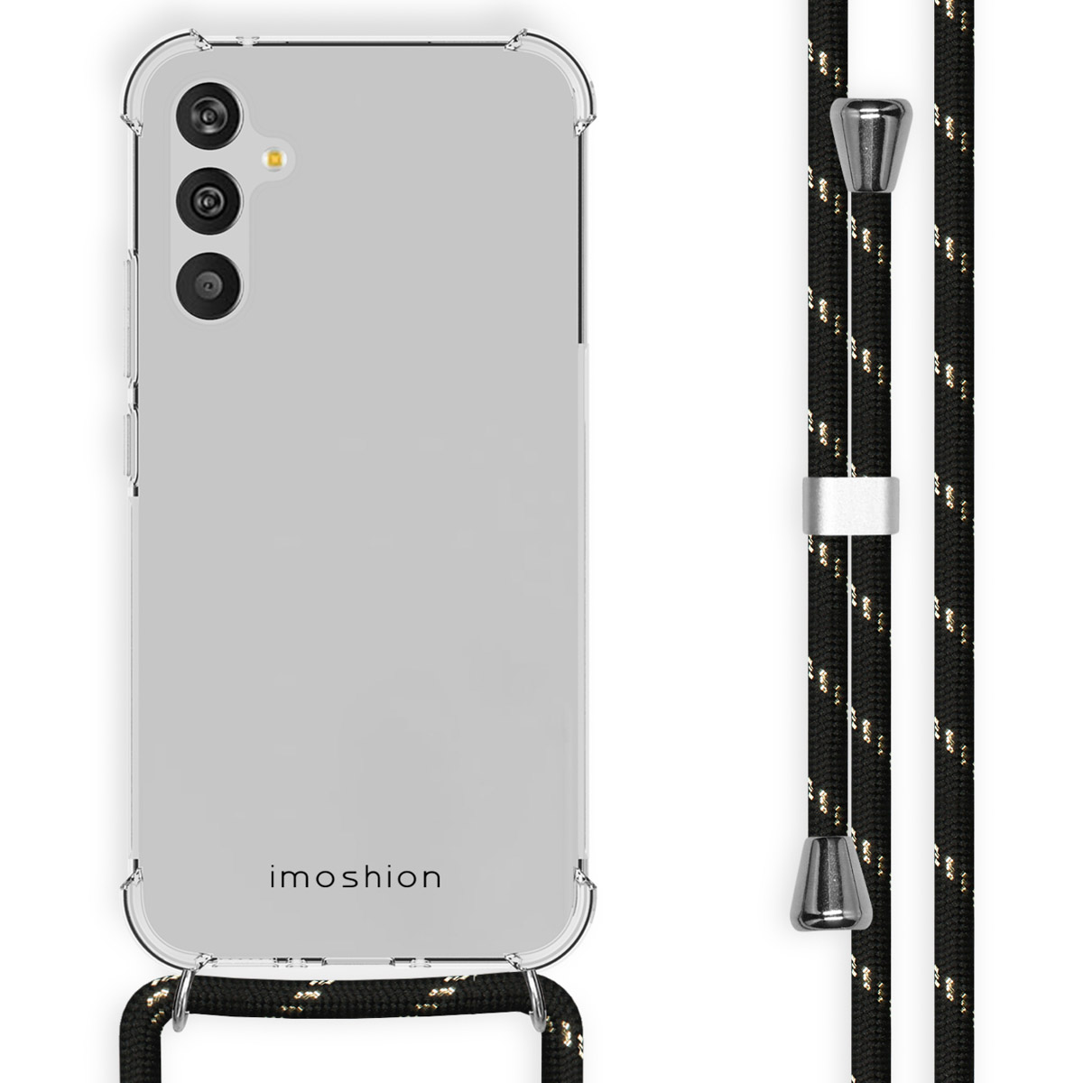 imoshion Transparentes Backcover mit Band für das Samsung Galaxy A34 (5G) - Schwarz & Gold
