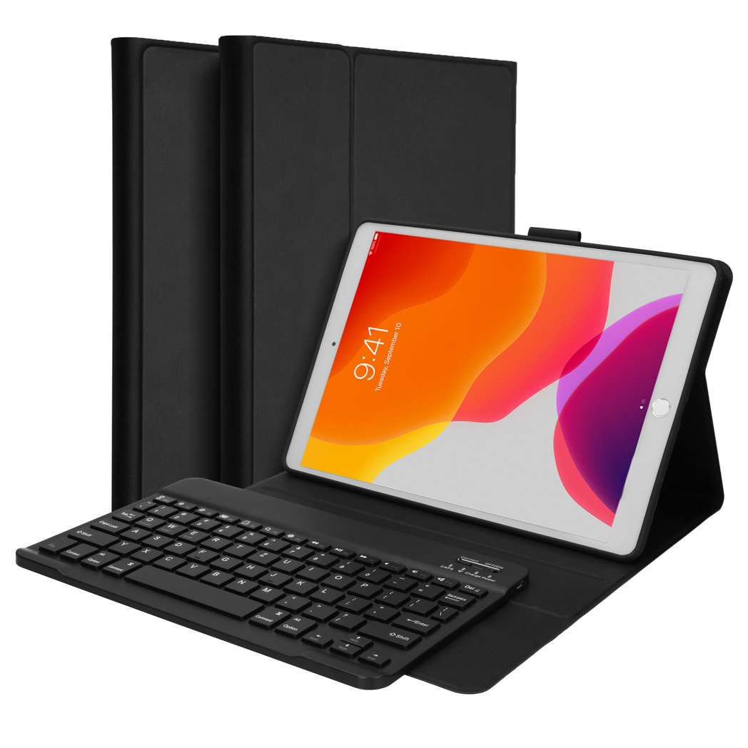 Accezz Bluetooth Keyboard Klapphülle für das Apple iPad 9 (2021) 10.2 Zoll / iPad 8 (2020) 10.2 Zoll / iPad 7 (2019) 10.2 Zoll - QWERTZ / DE - Schwarz