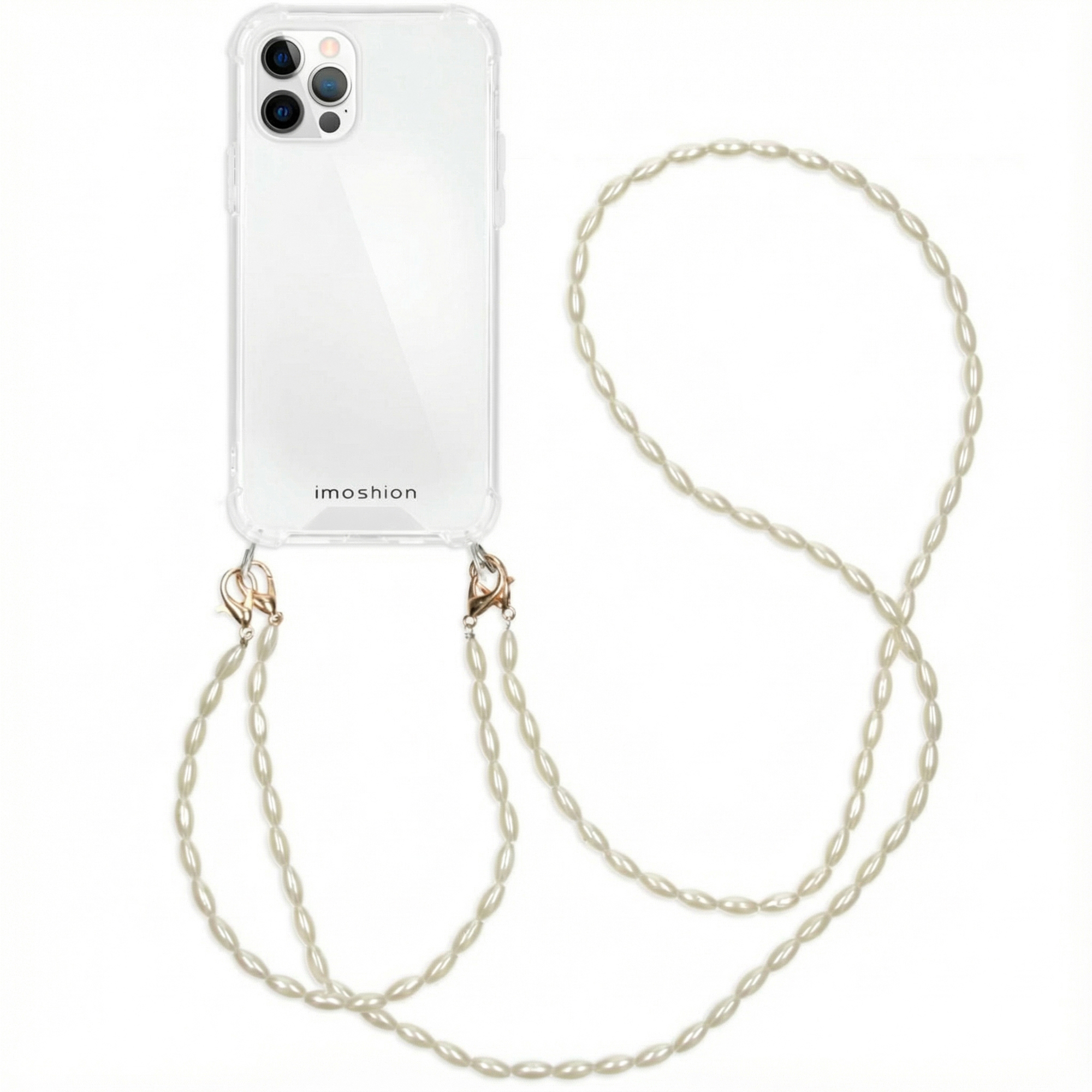 imoshion Handykette mit Perlen + Handgelenkschlaufe für das Apple iPhone 12 (Pro) - Transparent